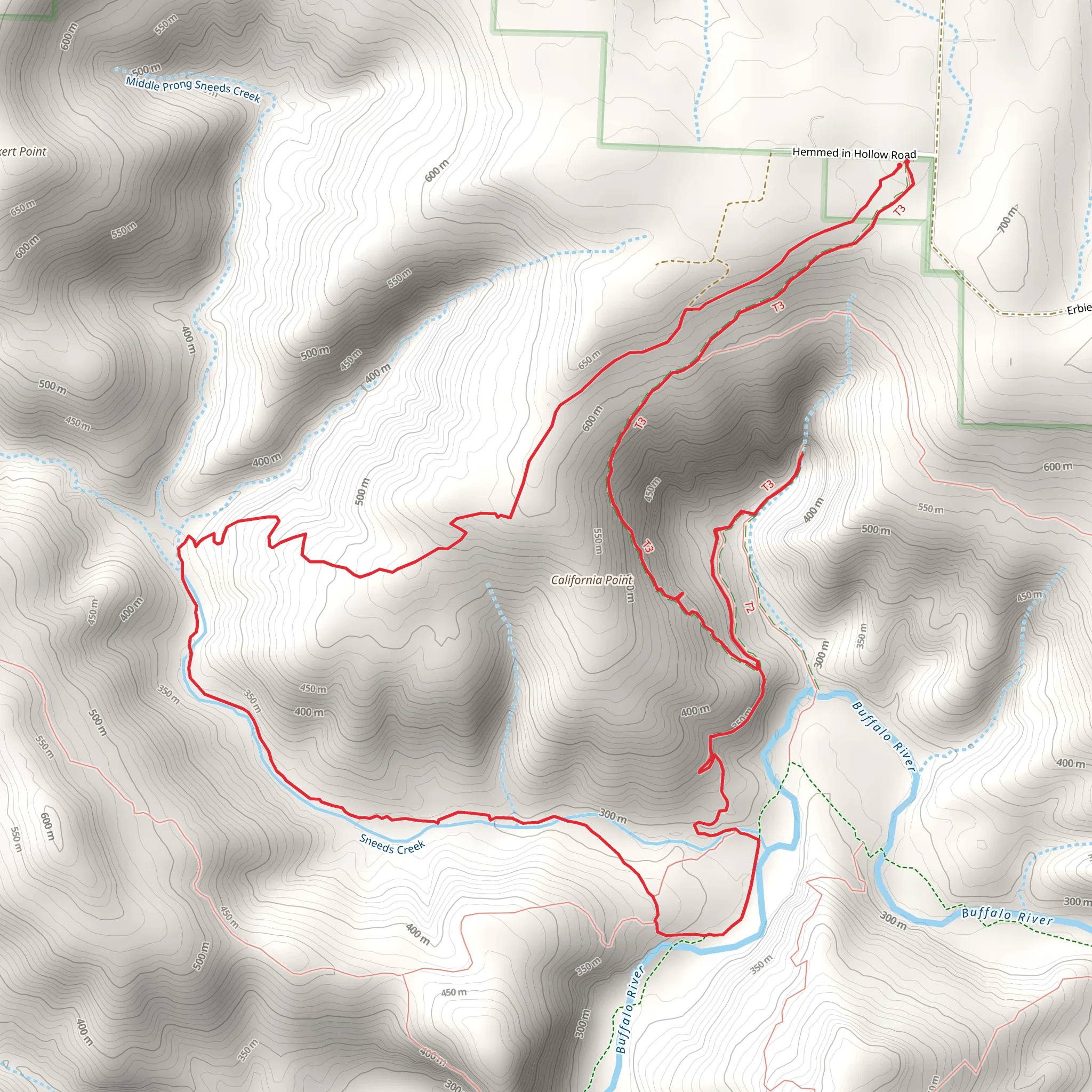 River to HH and Sneeds Creek Loop Trail mobile static map