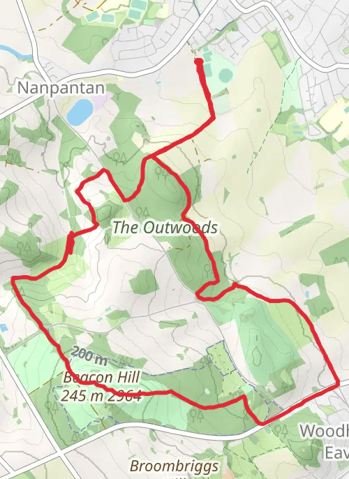 Hike on Out Wood & Beacon Hill from Loughborough mobile static map