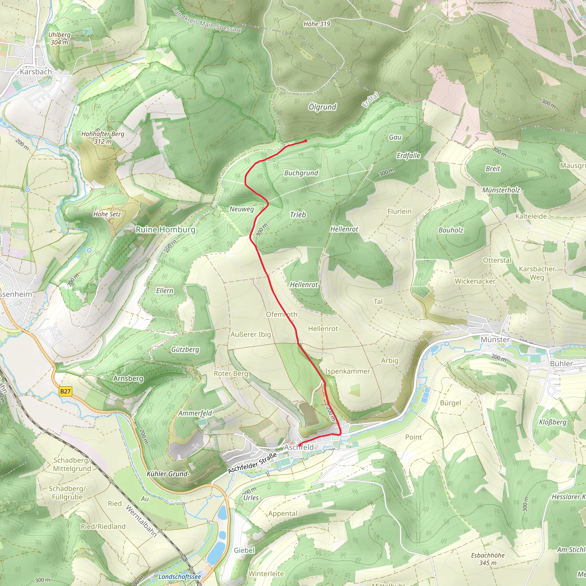 Aschfeld to Ölgrund Walk mobile static map
