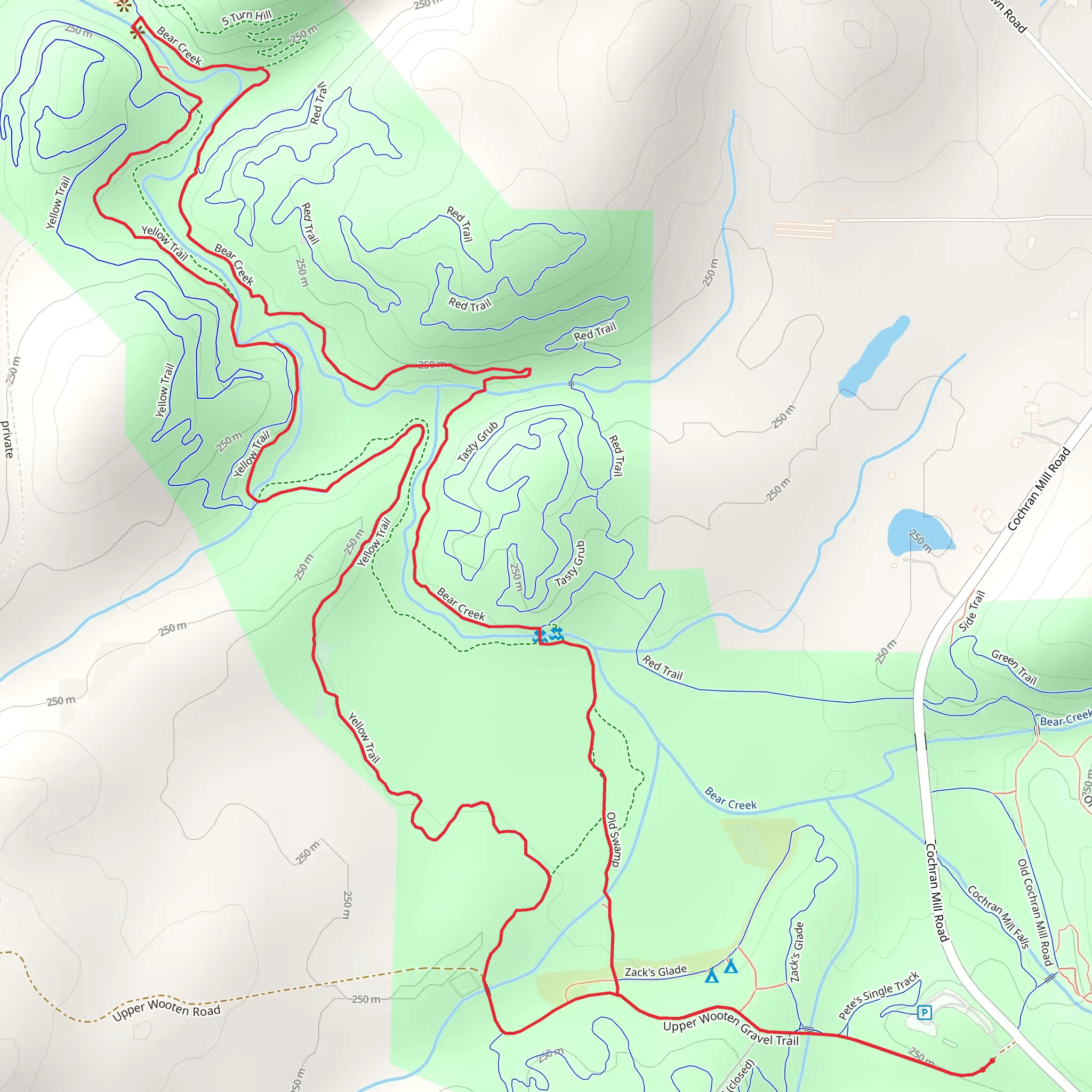 Yellow Trail and Bear Creek Loop mobile static map