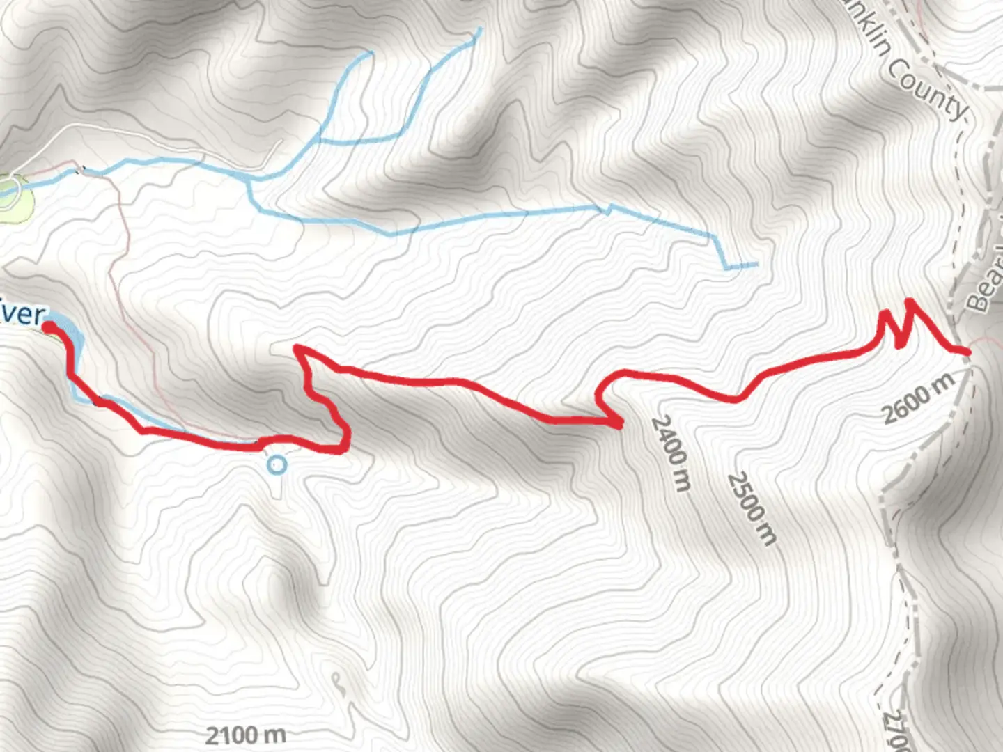An image depicting the trail Willow Flat Out and Back and its surrounding area.