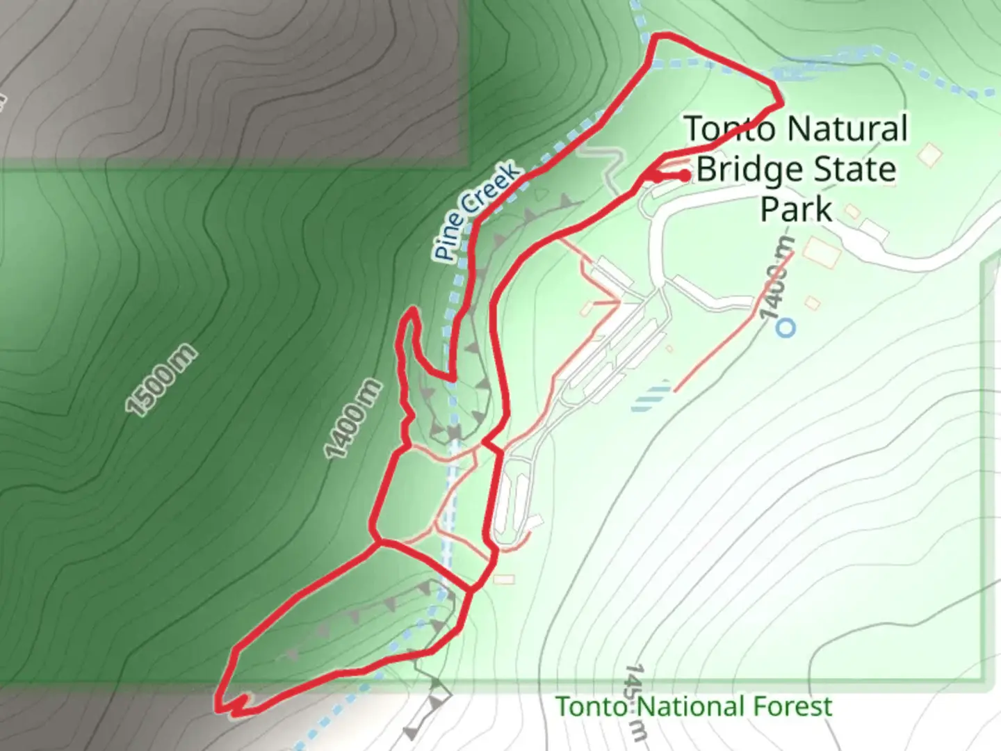 An image depicting the trail Pine Creek Loop and its surrounding area.