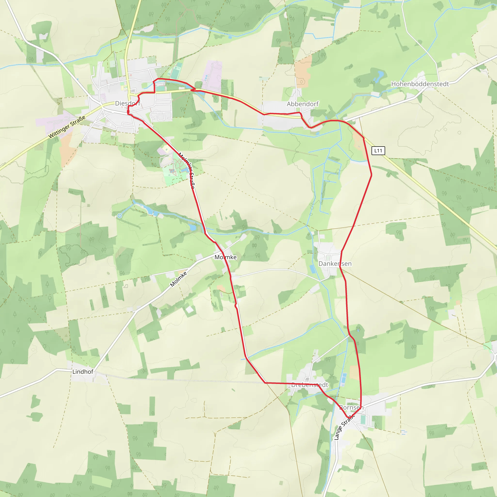 Diesdorf To Bornsen Loop mobile static map