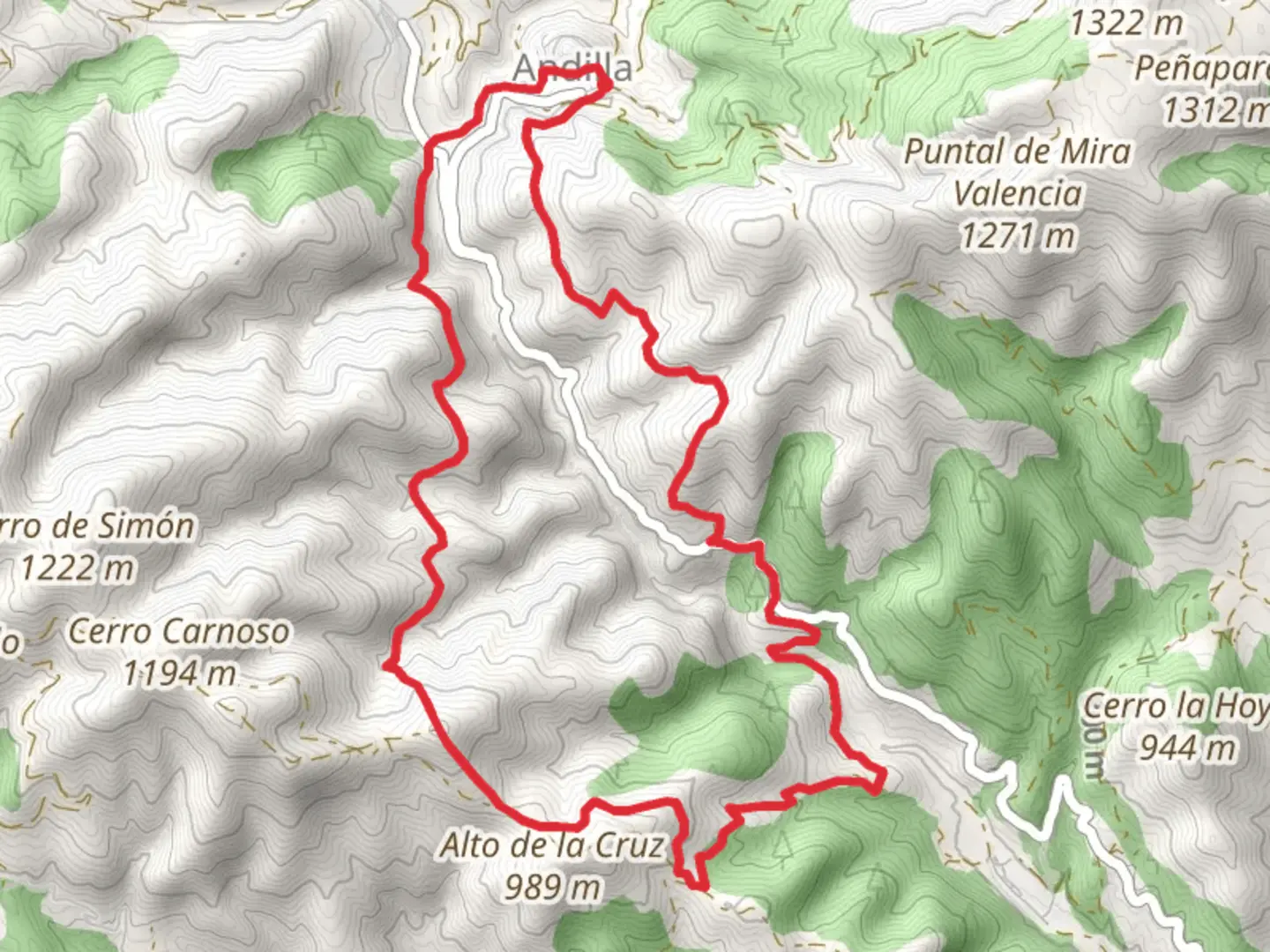 An image depicting the trail Barony of Andilla PR CV 424 and its surrounding area.