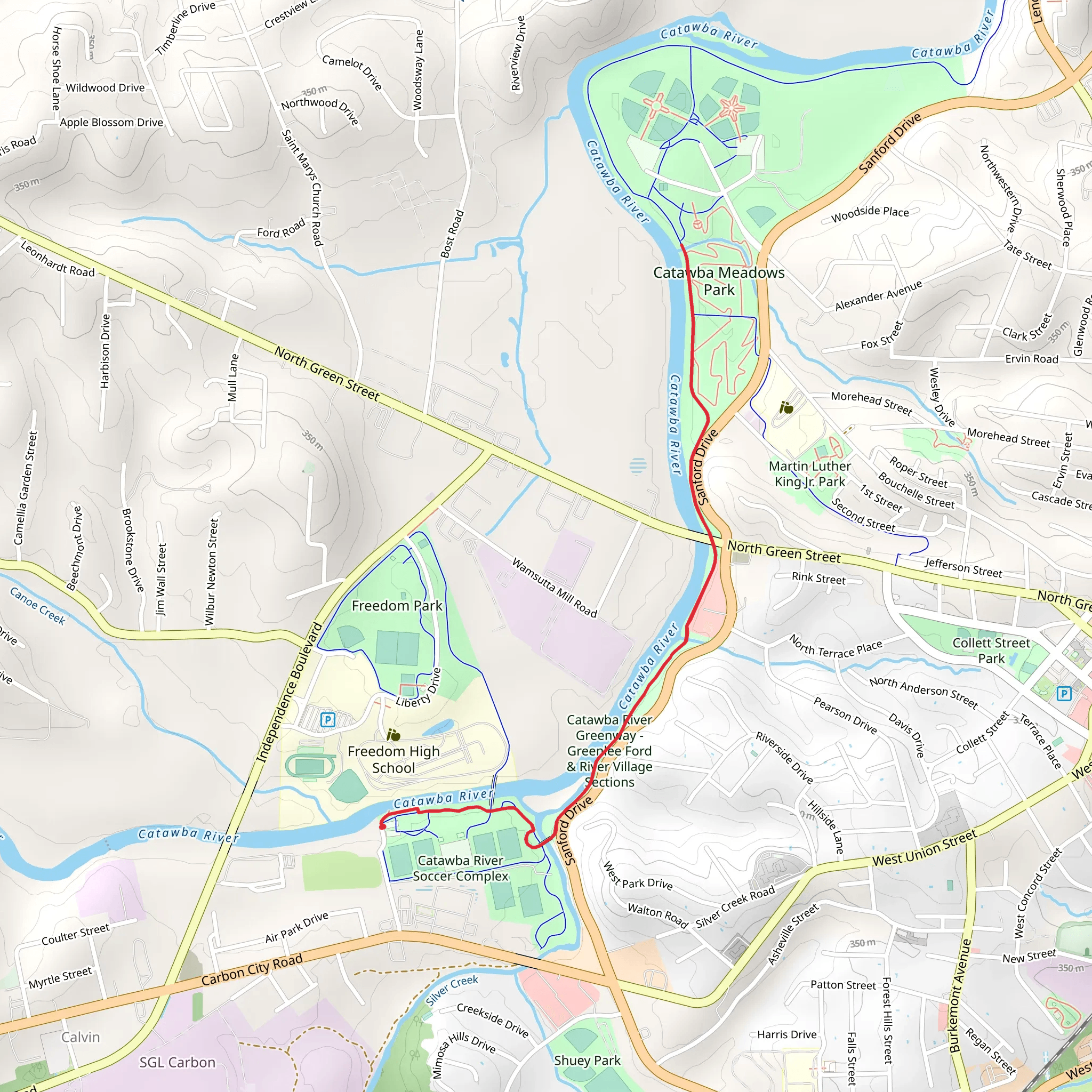 Catawba River Greenway mobile static map