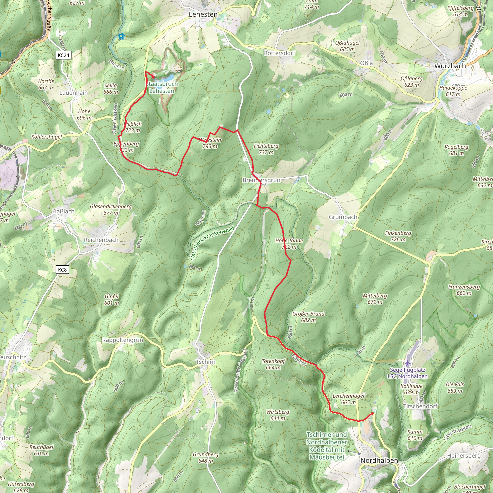 Buckenreuth to Staatsbruch Walk mobile static map