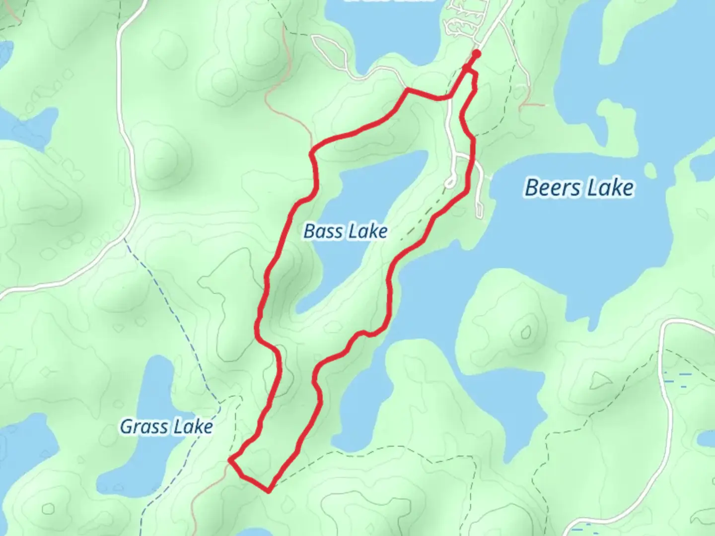 An image depicting the trail Bass Lake Maplewood State Park Loop and its surrounding area.