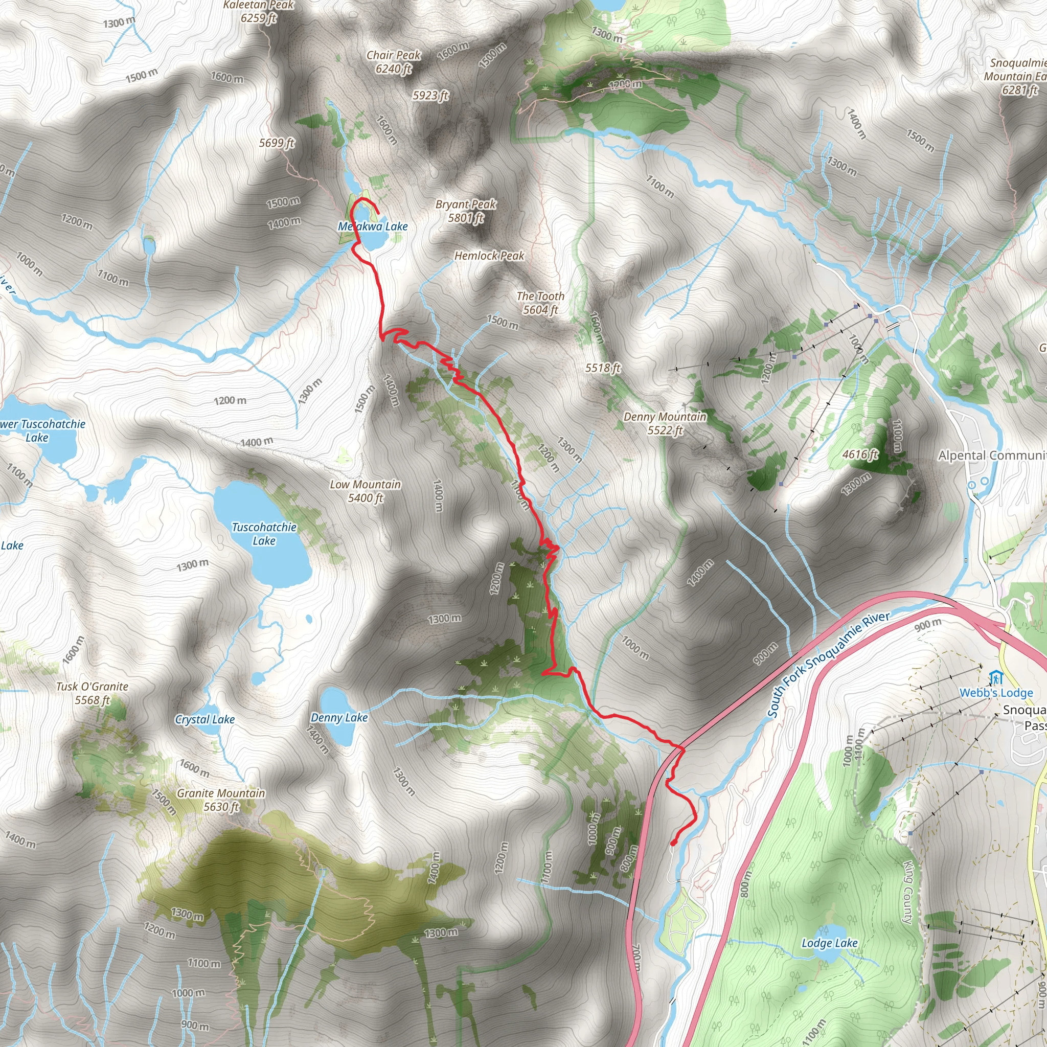 Denny Creek Trail mobile static map