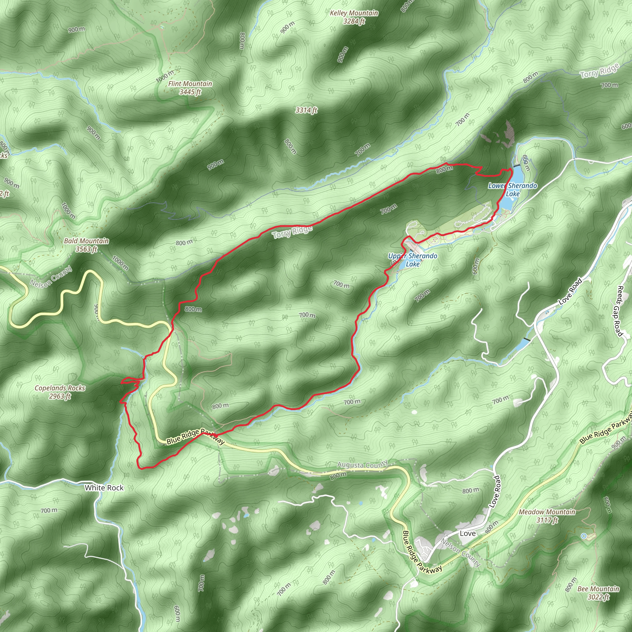White Rock Falls, Tony Ridge and White Rock Gap Loop Trail mobile static map