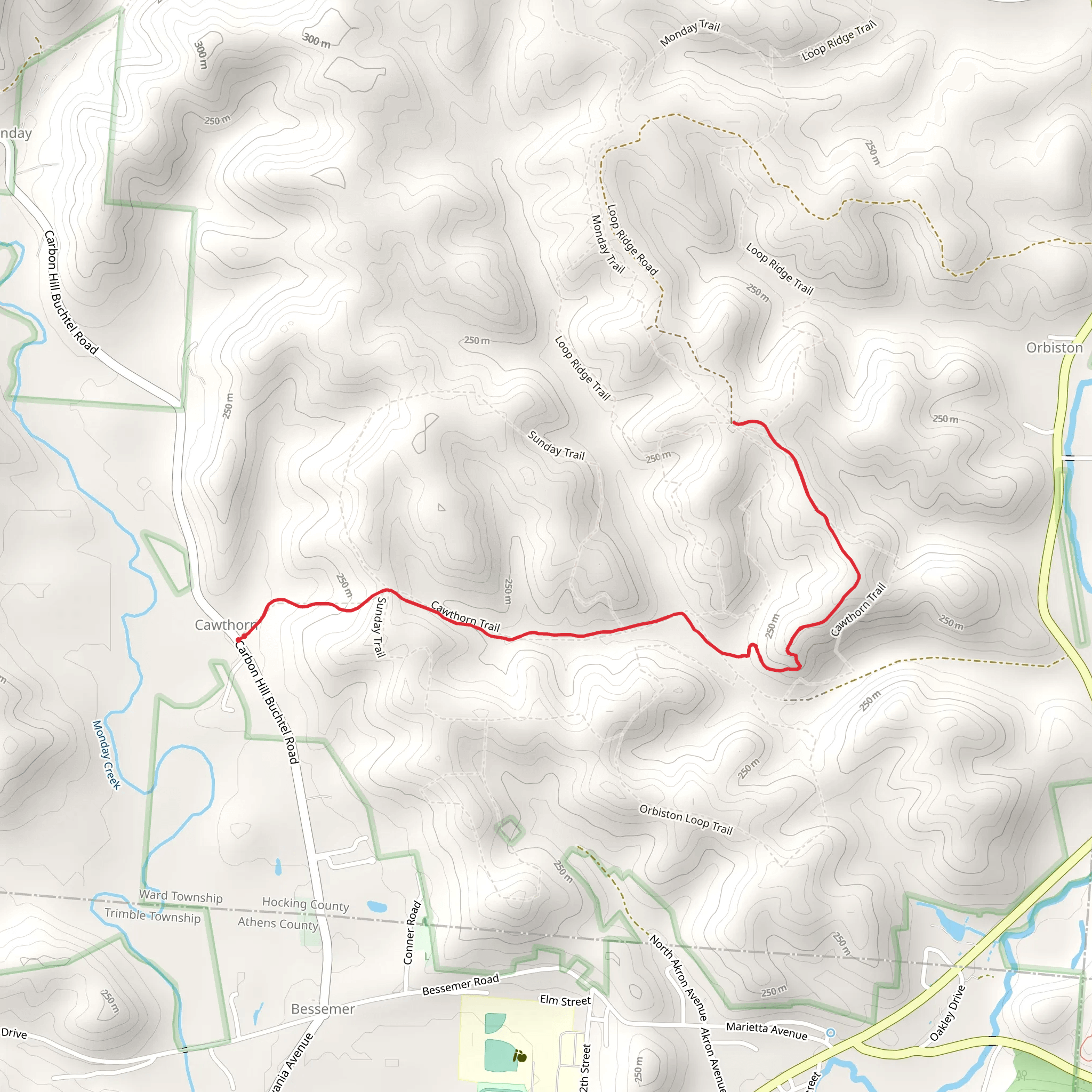 Long Ridge Cawthorn Trail mobile static map