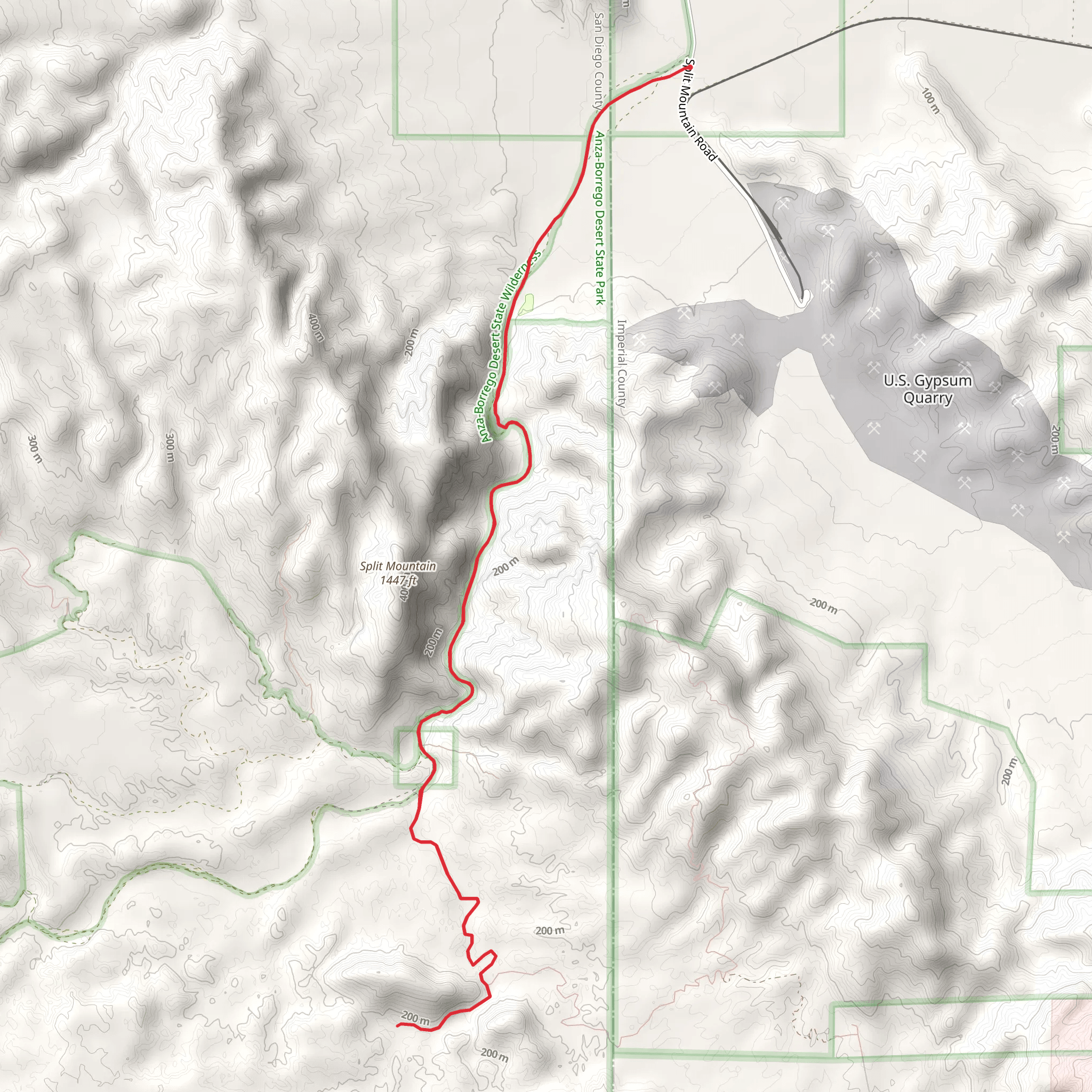 Fish Creek Wash and Split Mountain Hike mobile static map
