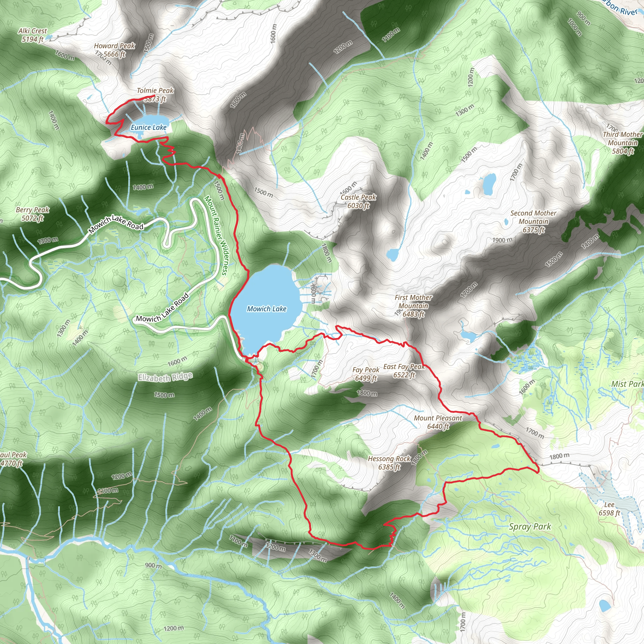 Spray Park Trail and Mowich Lake mobile static map