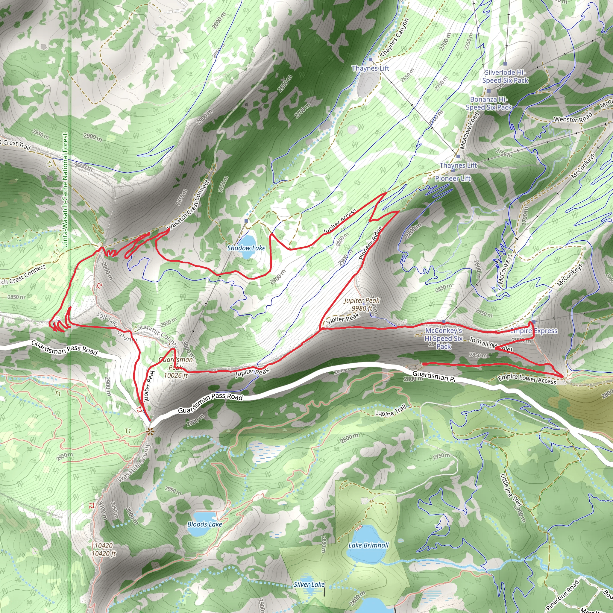 Scott's Bypass, Blazing Saddle and Shadow Lake Loop mobile static map