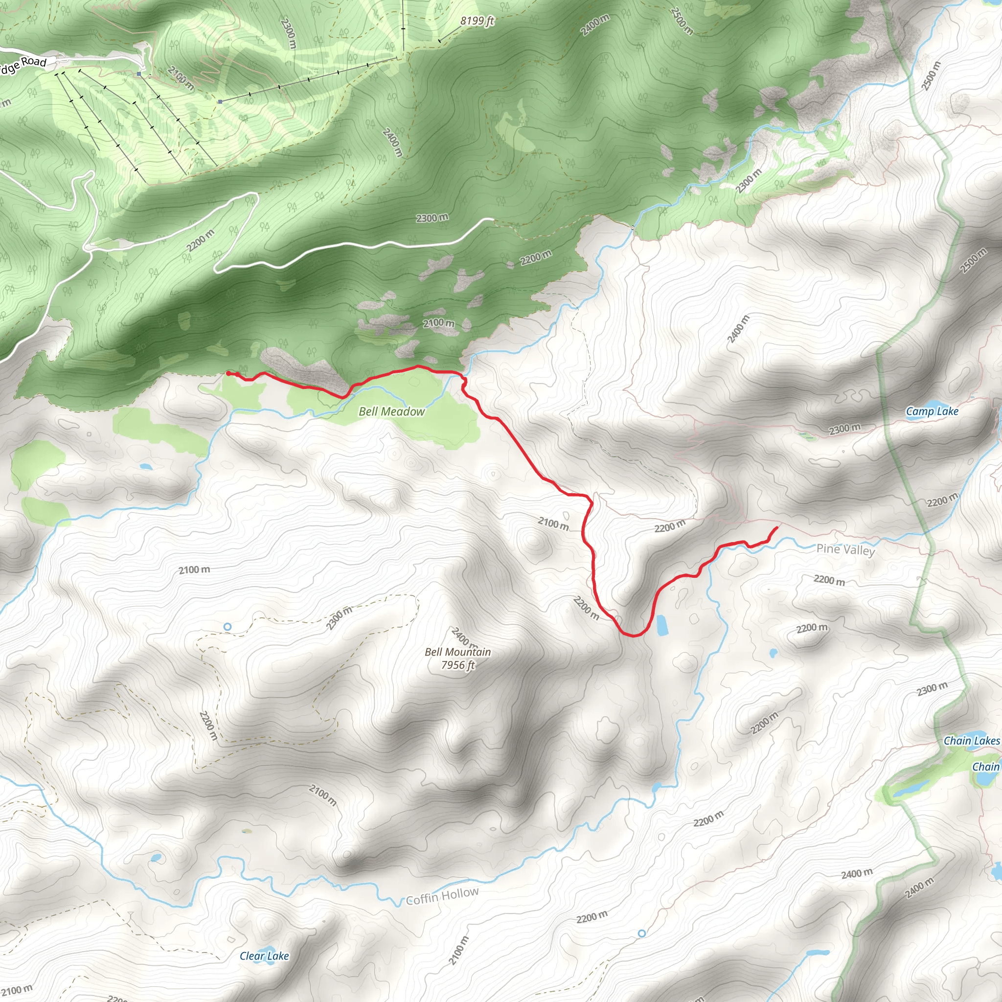 Mud Lake via Bell Meadow Trail mobile static map