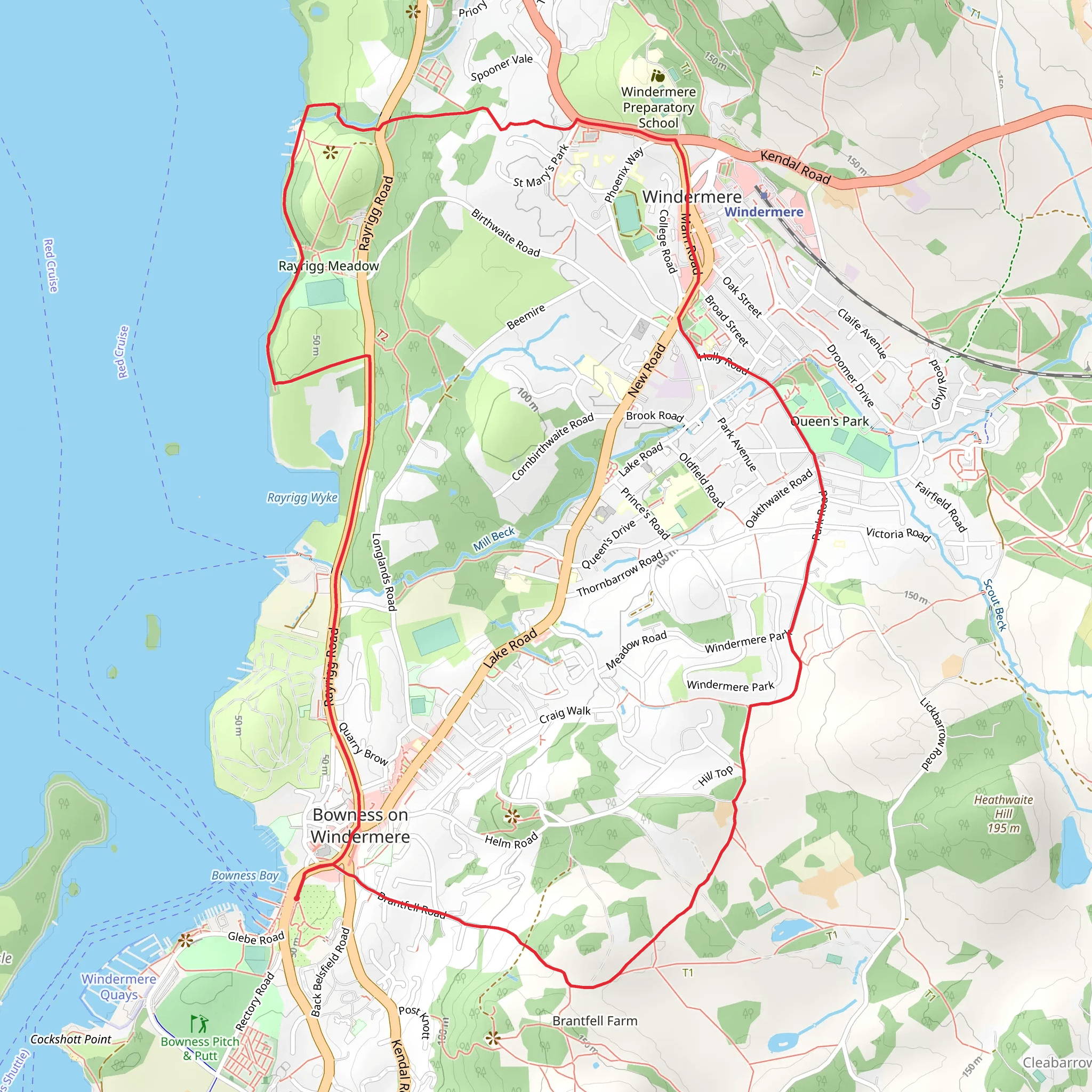 Queen Adelaide Hill and Windermere Loop mobile static map
