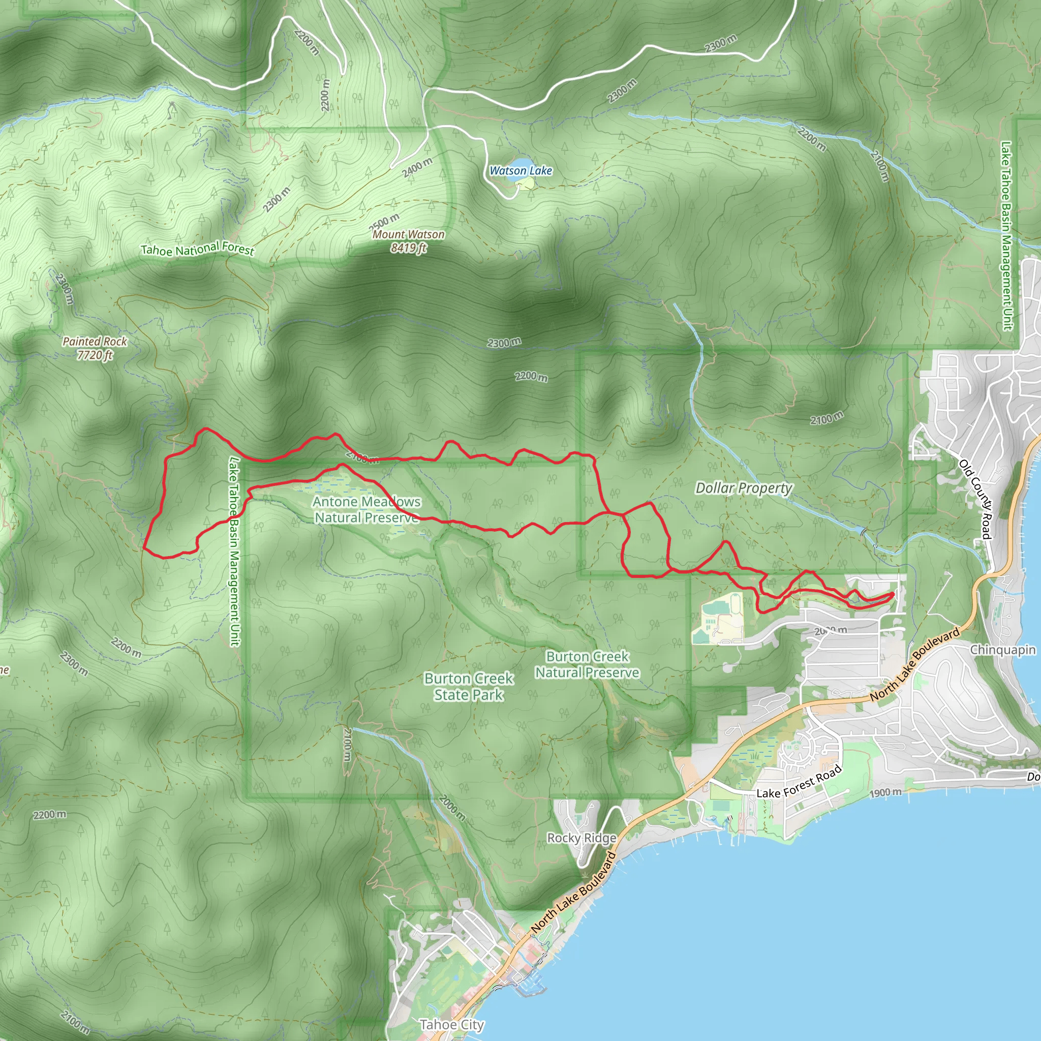 High Voltage, Antone Meadows and Whoop-dee-doo Loop Trail mobile static map