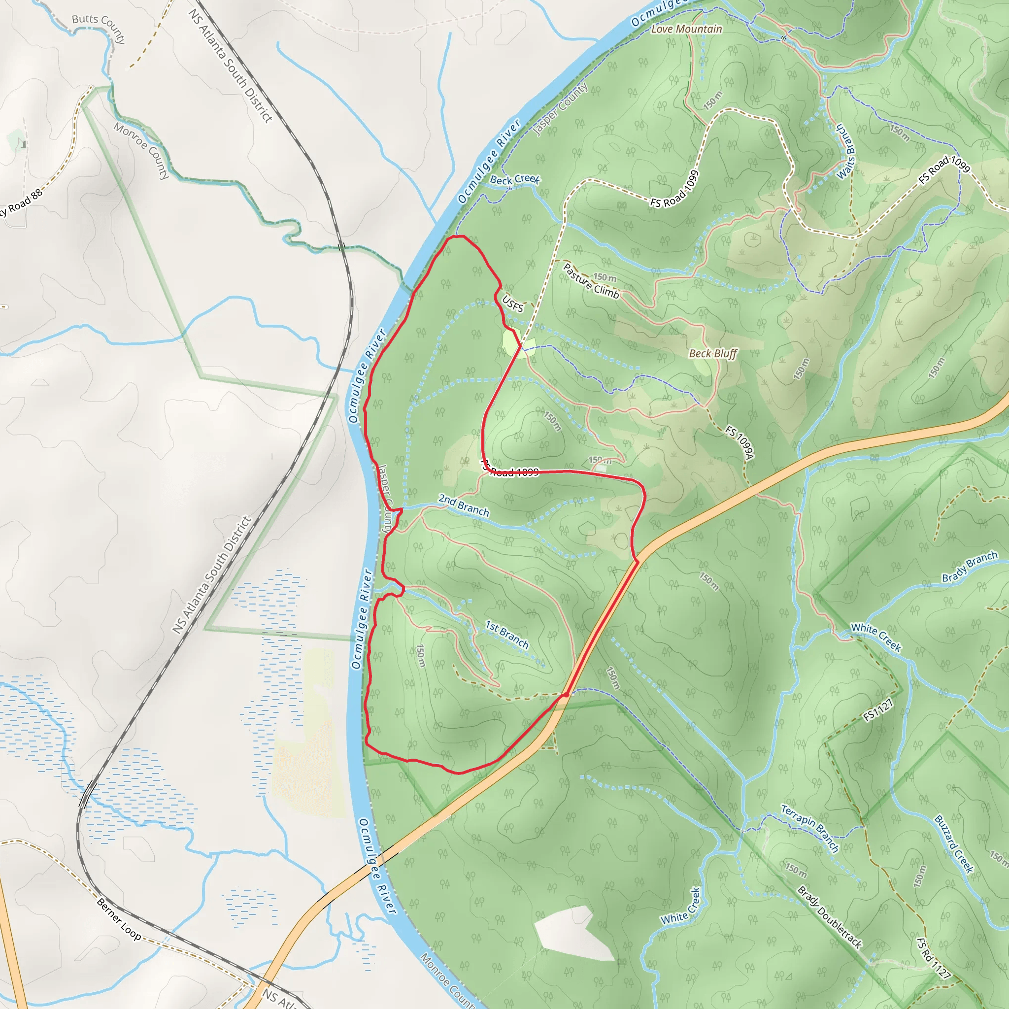 River Trail and Ocmulgee Flats Camp Loop mobile static map