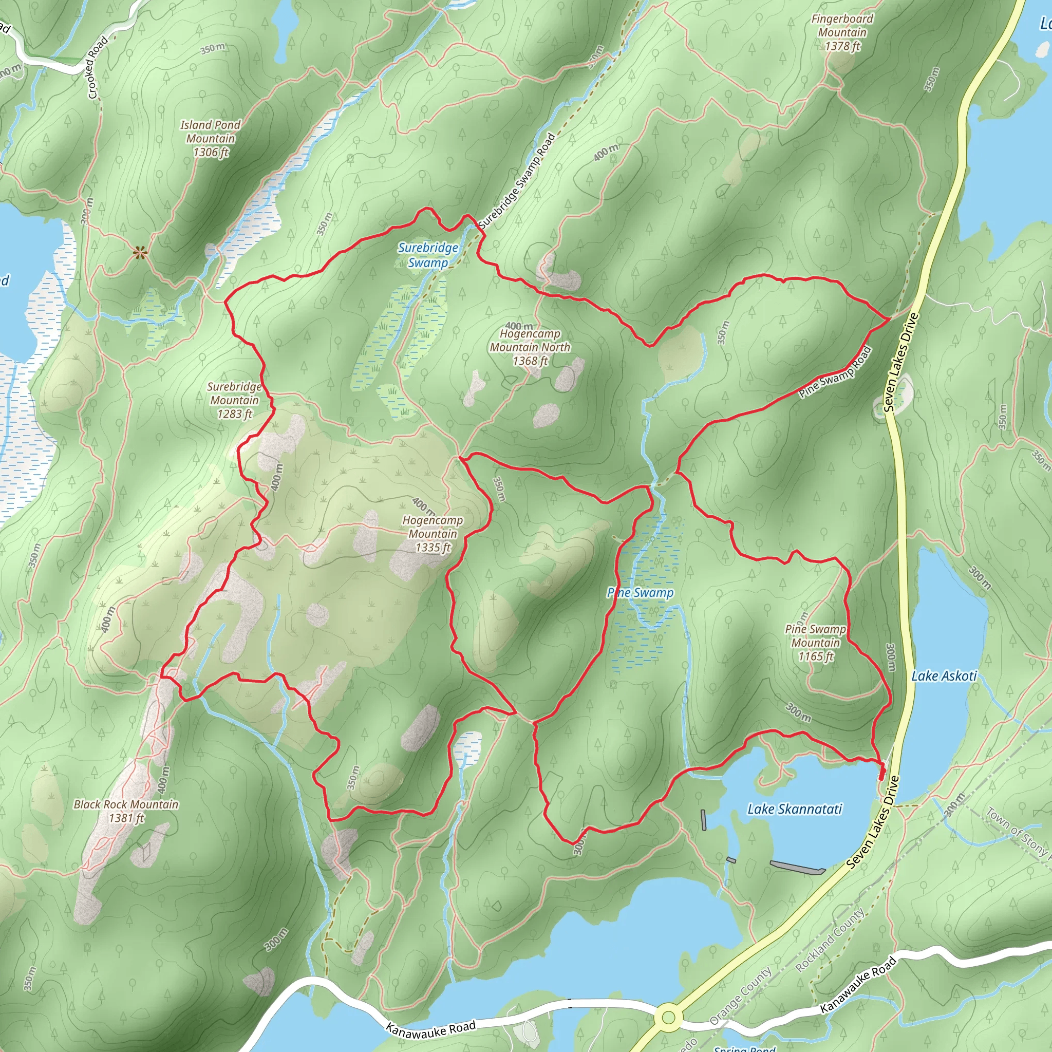 Pine Swamp, Surebridge and Hogencamp Mountain Loop mobile static map