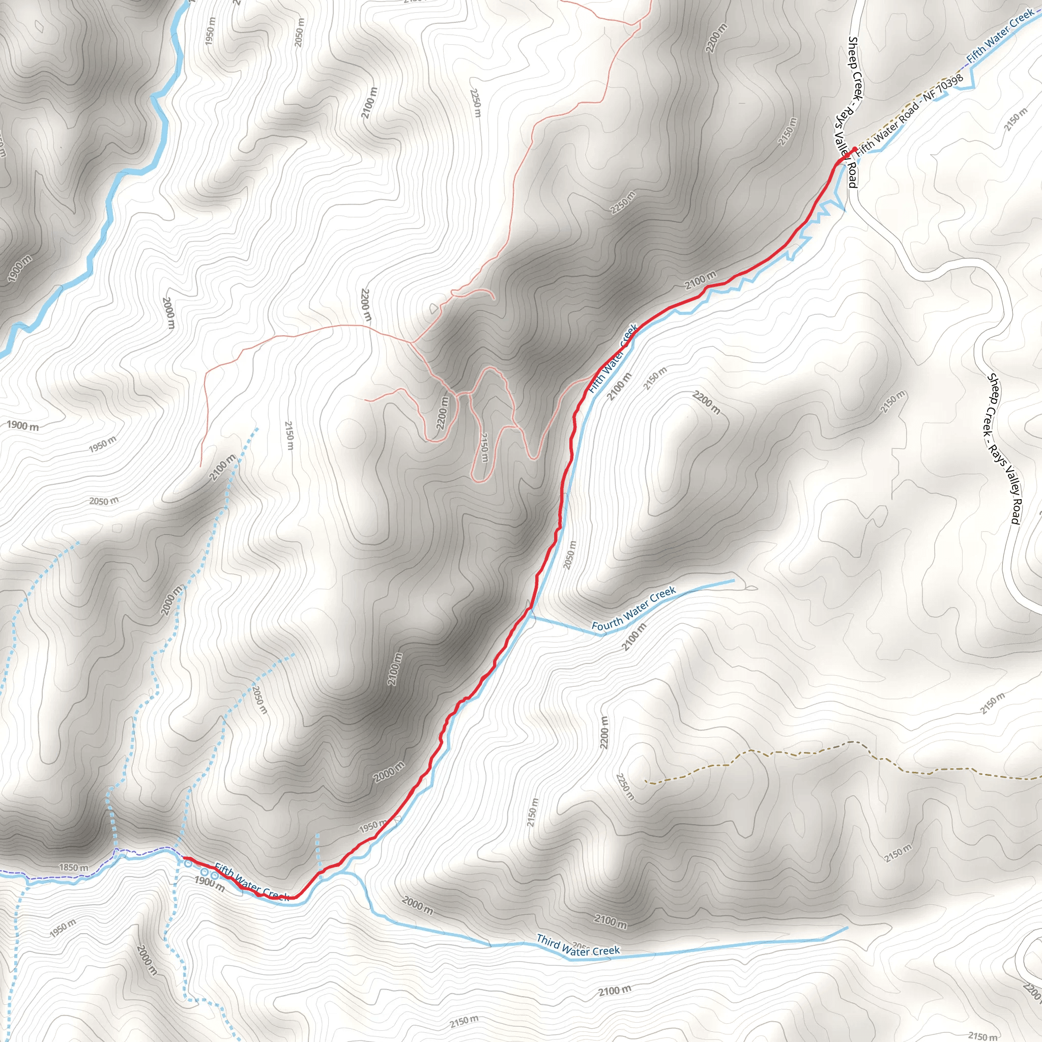 Fifth Water Creek Trail mobile static map