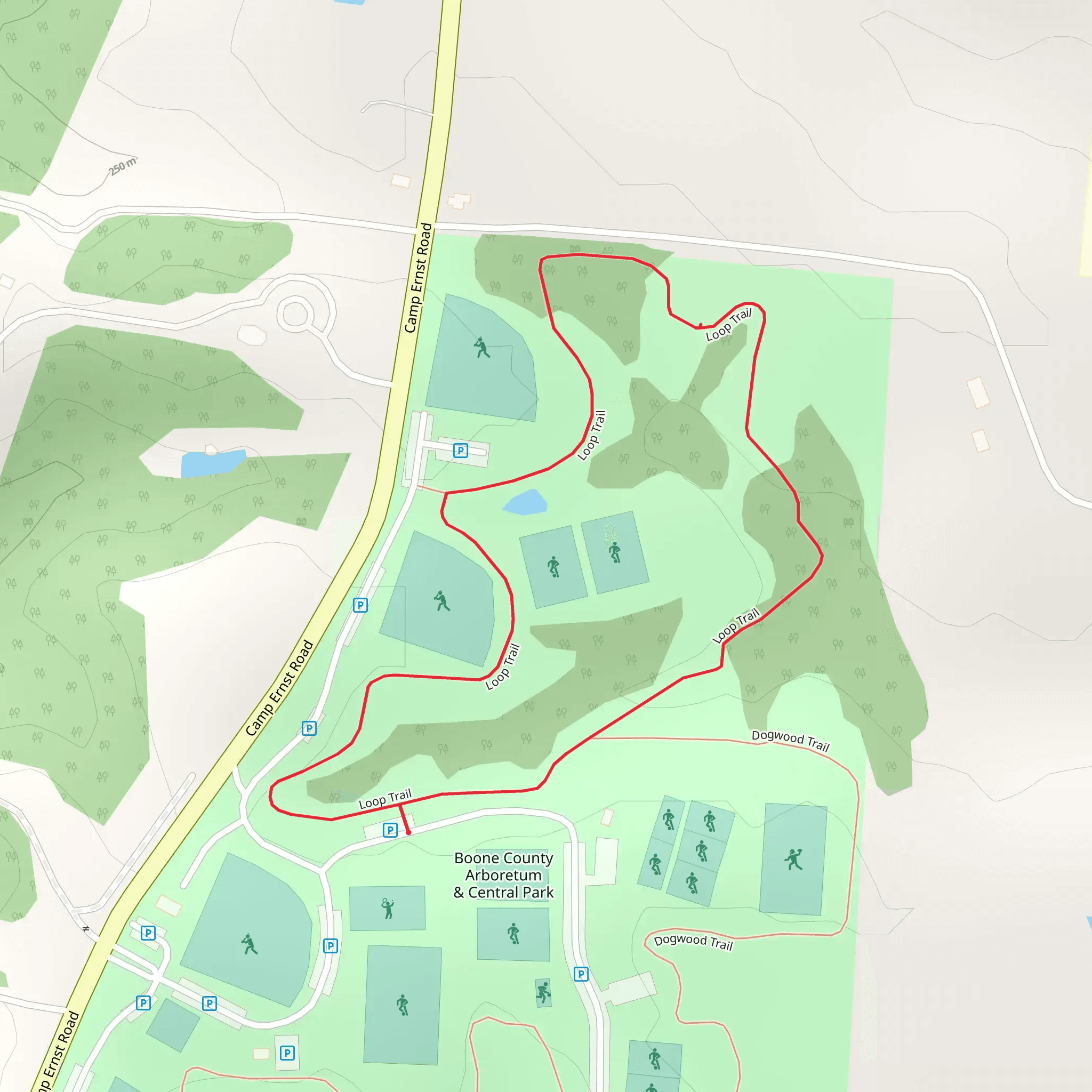 Boone County Arboretum and Central Park Loop mobile static map