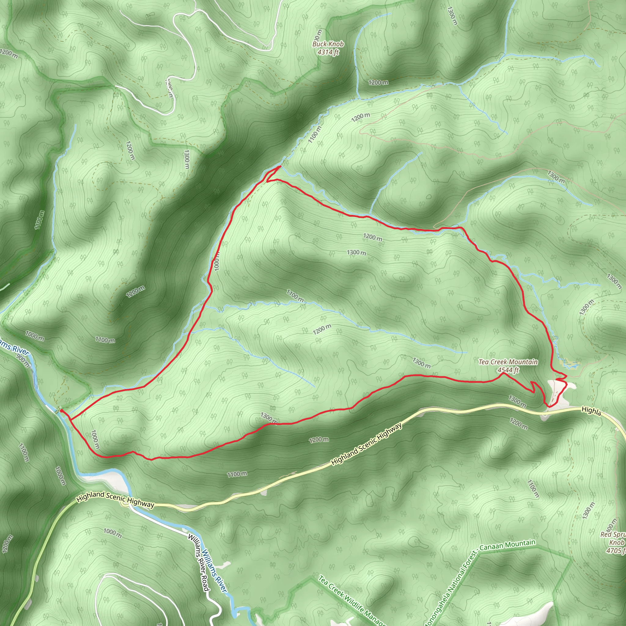 Tea Creek Mountain Loop Trail mobile static map