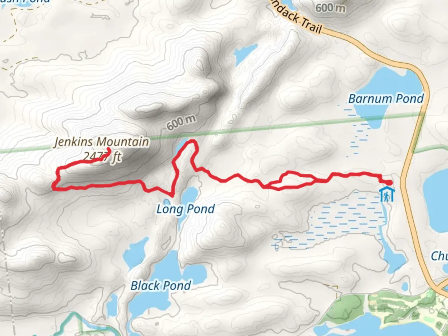 An image depicting the trail Jenkins Mountain via Loggers Loop and its surrounding area.