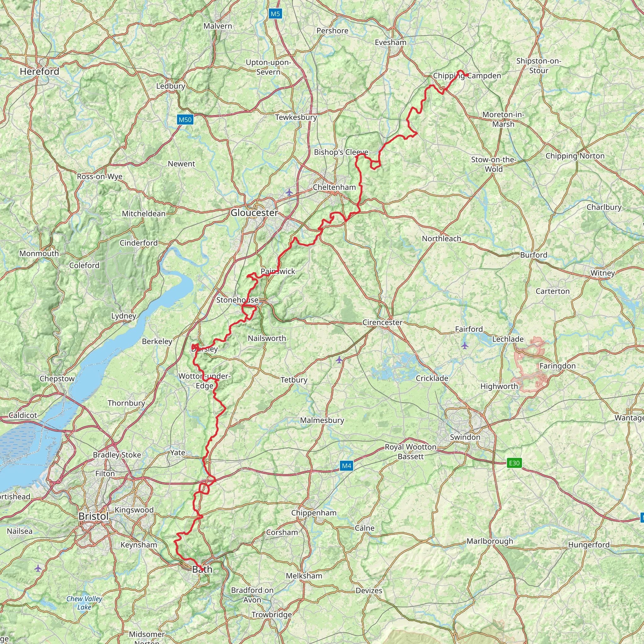 Cotswold Way 11-Day Moderate Tour (Hillwalk Tours) mobile static map