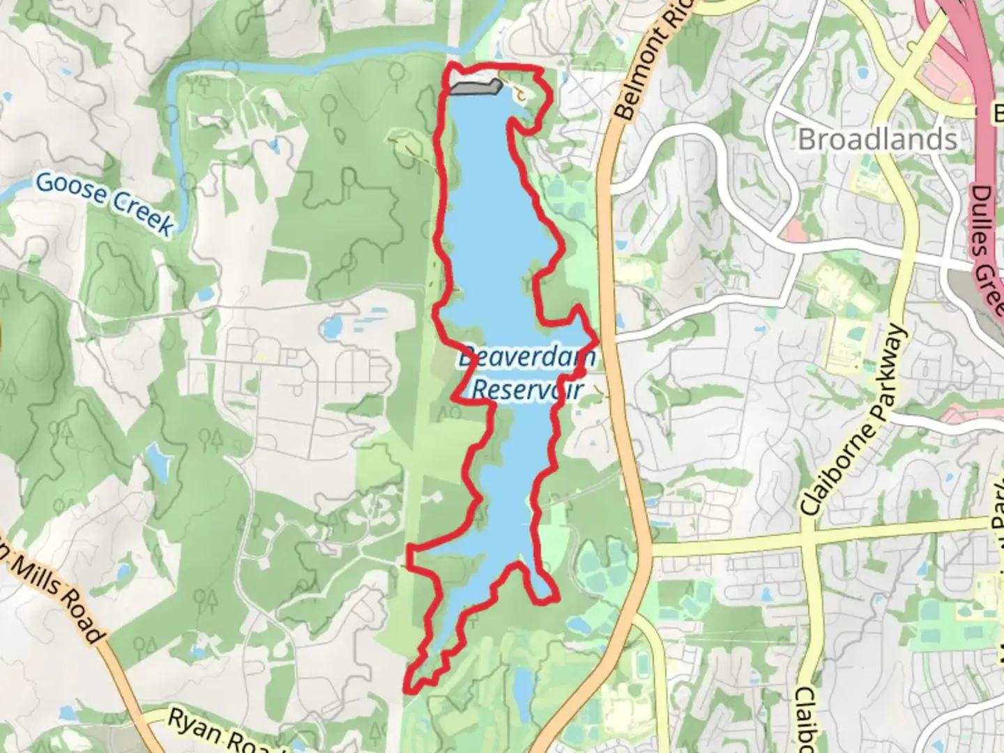 An image depicting the trail Beaverdam Reservoir Loop and its surrounding area.