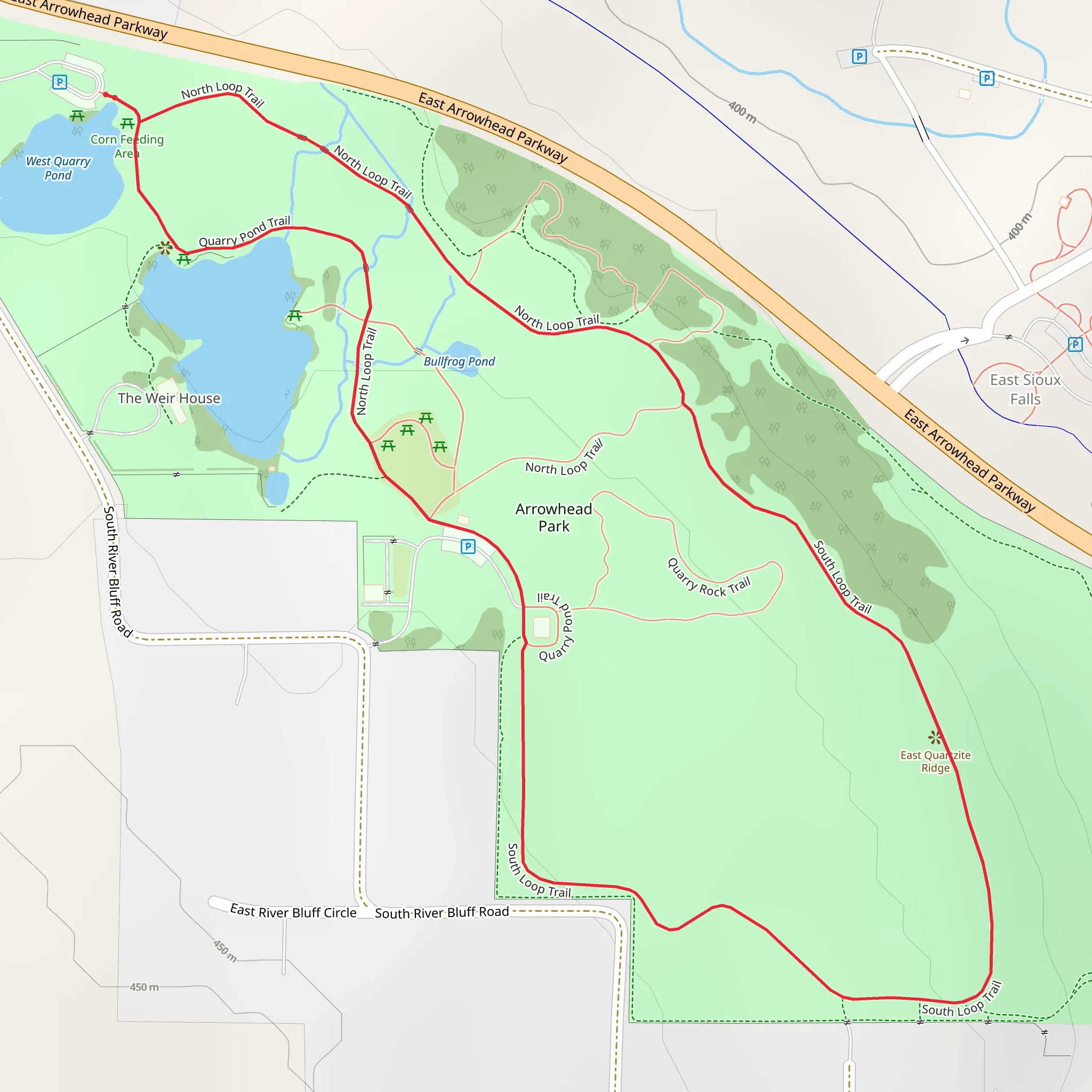 North Loop and South Loop Trail in Arrowhead Park mobile static map