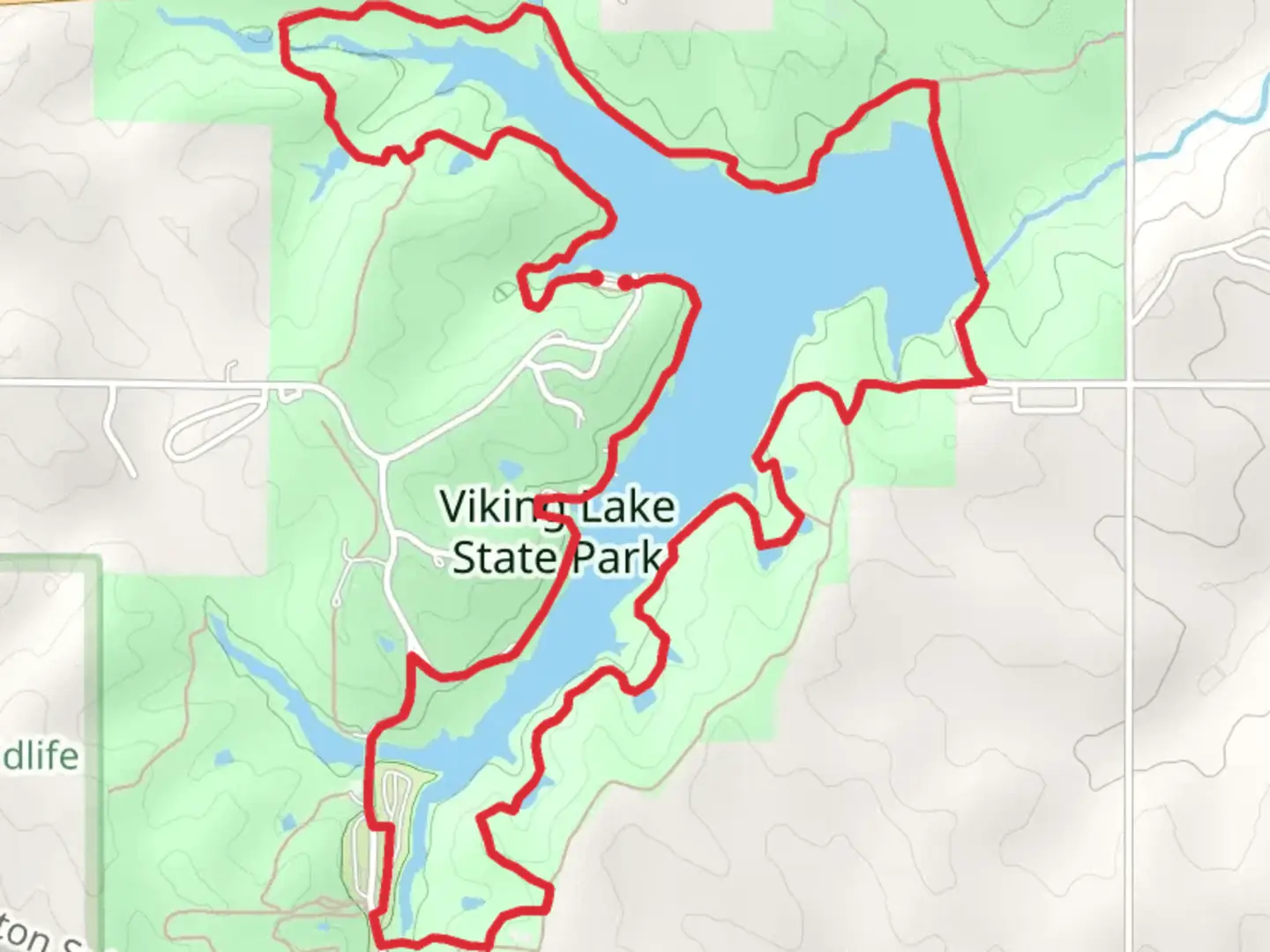 An image depicting the trail Viking Lake and Whitetail Loop Trail and its surrounding area.