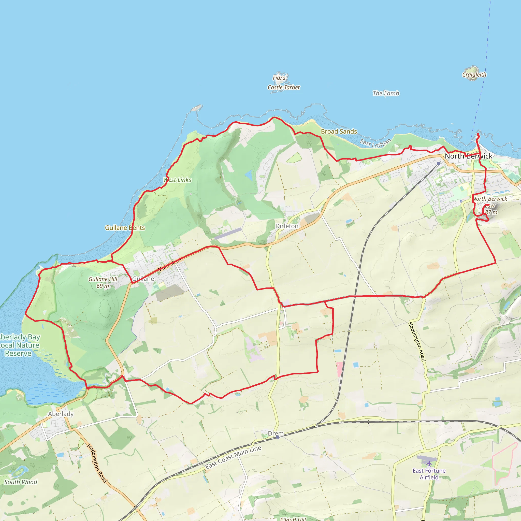 North Berwick and Guliane Loop mobile static map