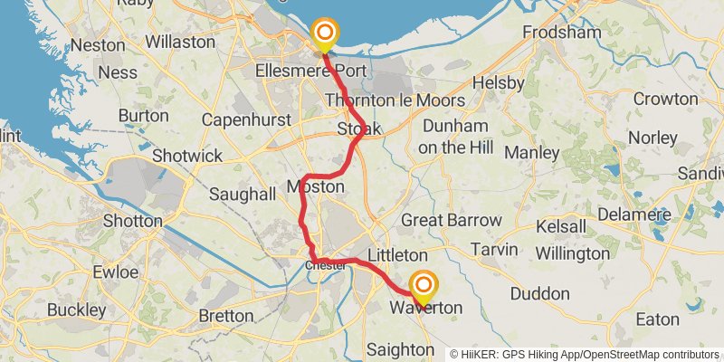 Autherley Junction to Ellesmere Port along Shropshire Union Canal stage 5 Map