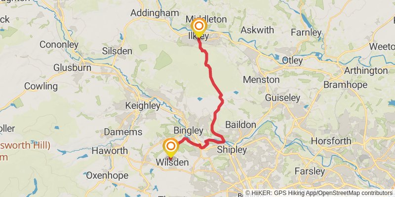 Carlisle to Cat and Fiddle Walk stage 33 Map