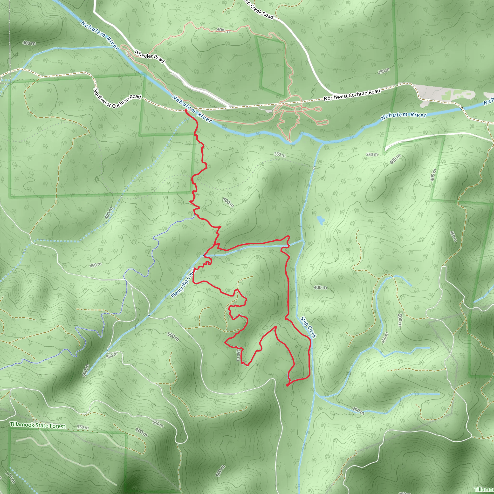 Gales Creek Trail and Step Creek Trail Loop mobile static map