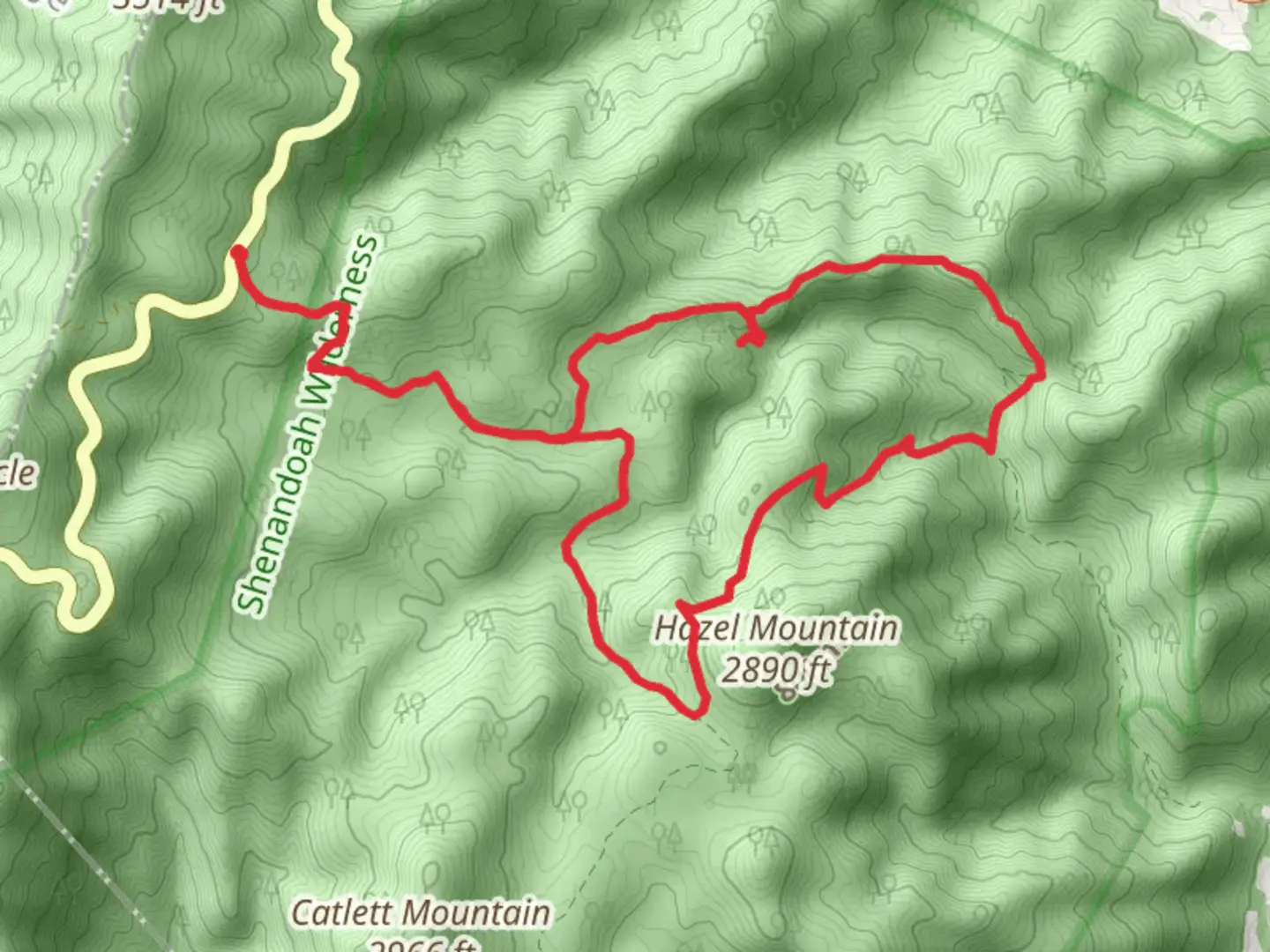 An image depicting the trail Hazel Mountain, Hazel River and Cave Falls Loop Trail and its surrounding area.