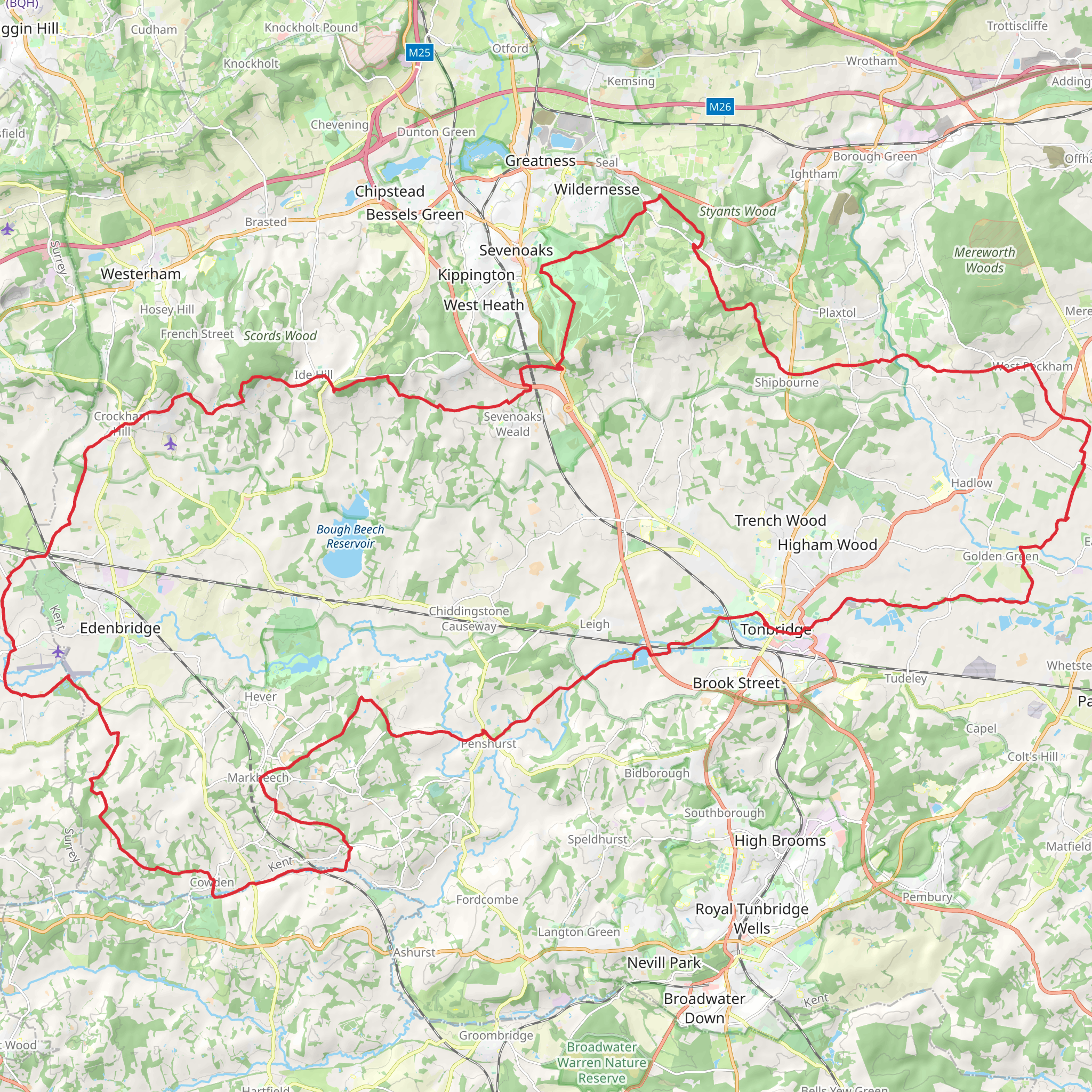 Weald Loop from Tonbridge mobile static map