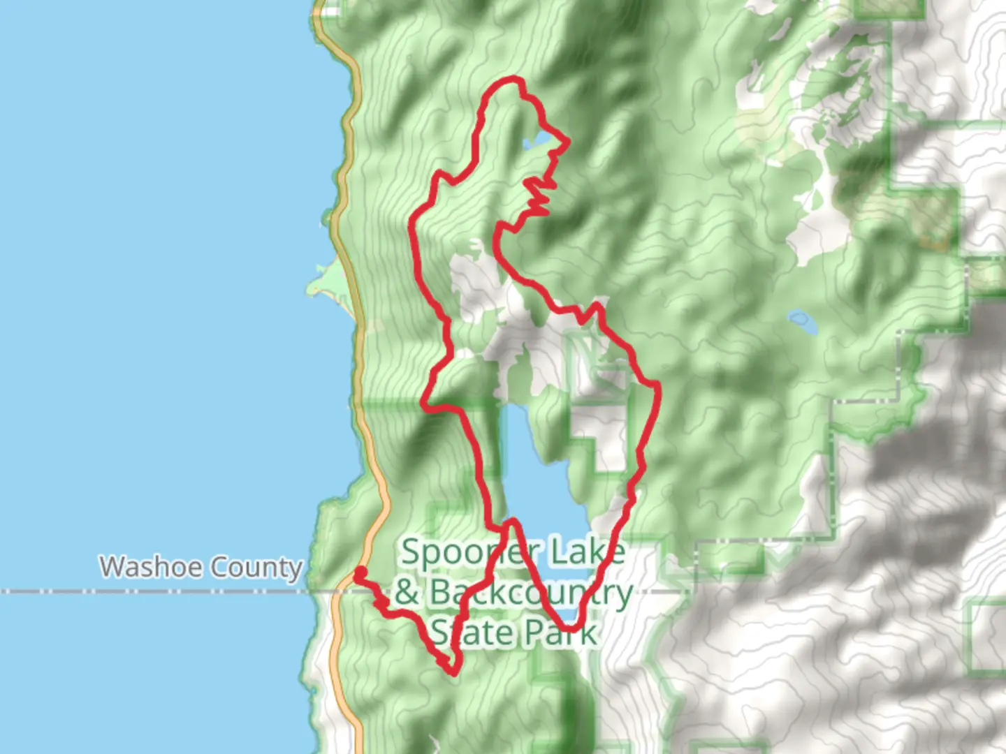 An image depicting the trail Marlette Flume Trail,Tahoe Rim Trail and Marlette Lake Loop and its surrounding area.