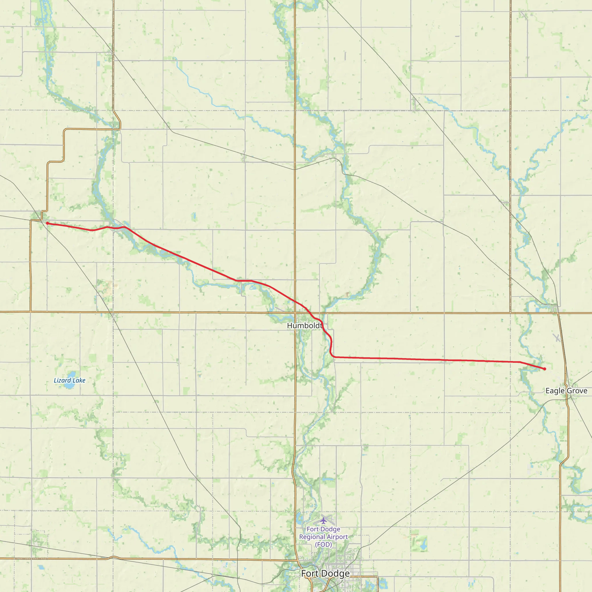 Rolfe to Eagle Grove mobile static map