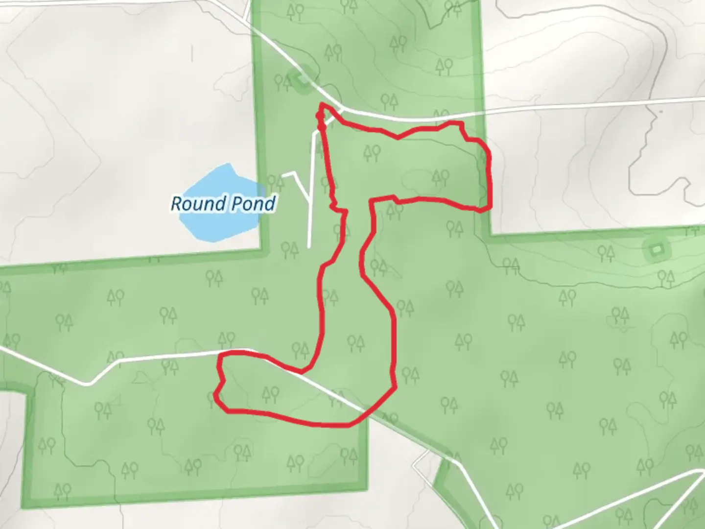 An image depicting the trail Reservoir Hill Road Loop and its surrounding area.
