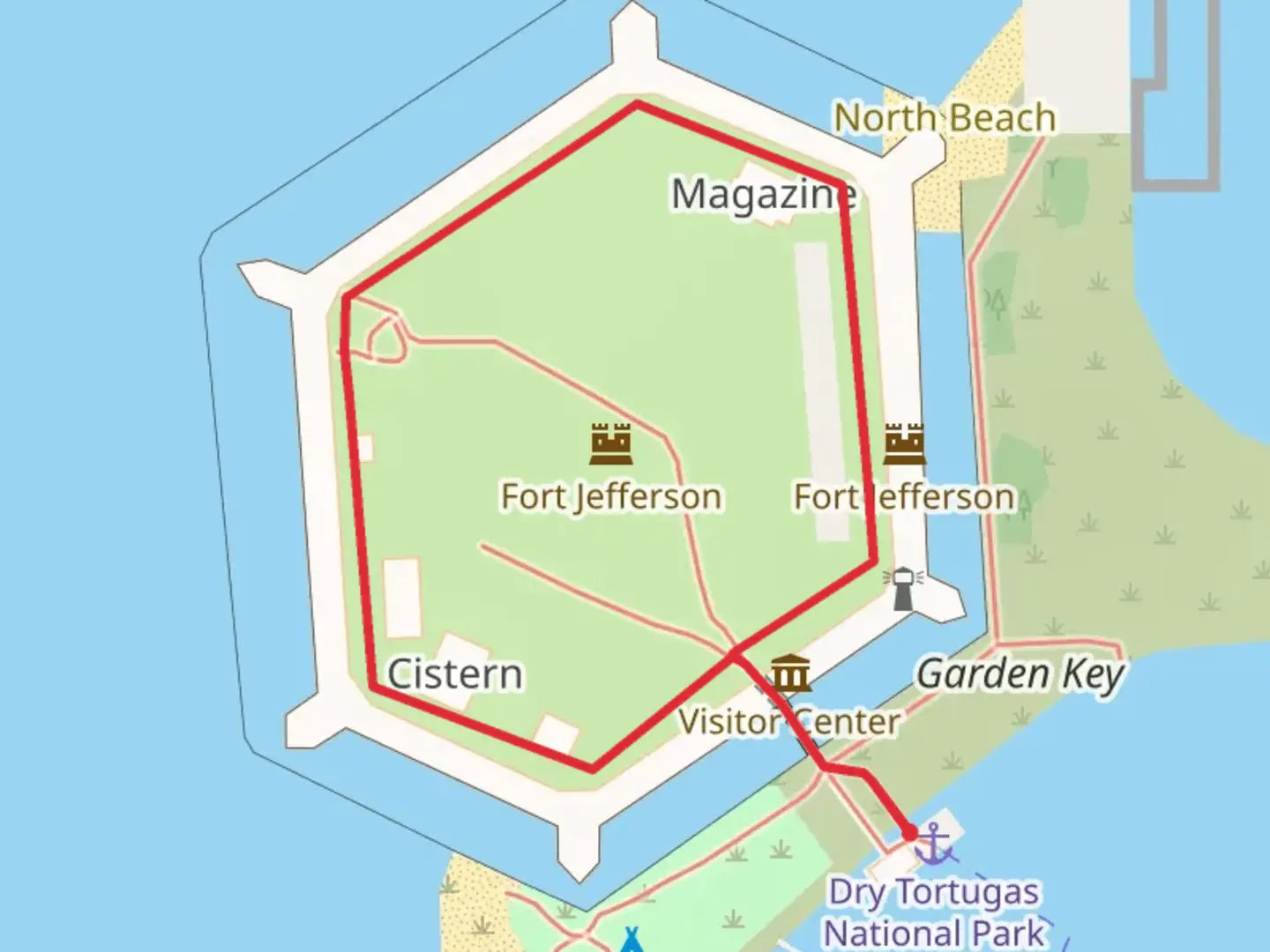 An image depicting the trail Garden Key Light Loop and its surrounding area.