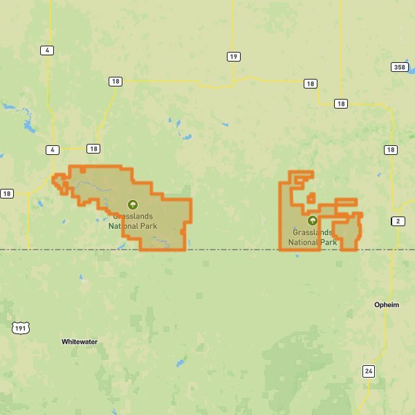 Grasslands National Park of Canada mobile static map