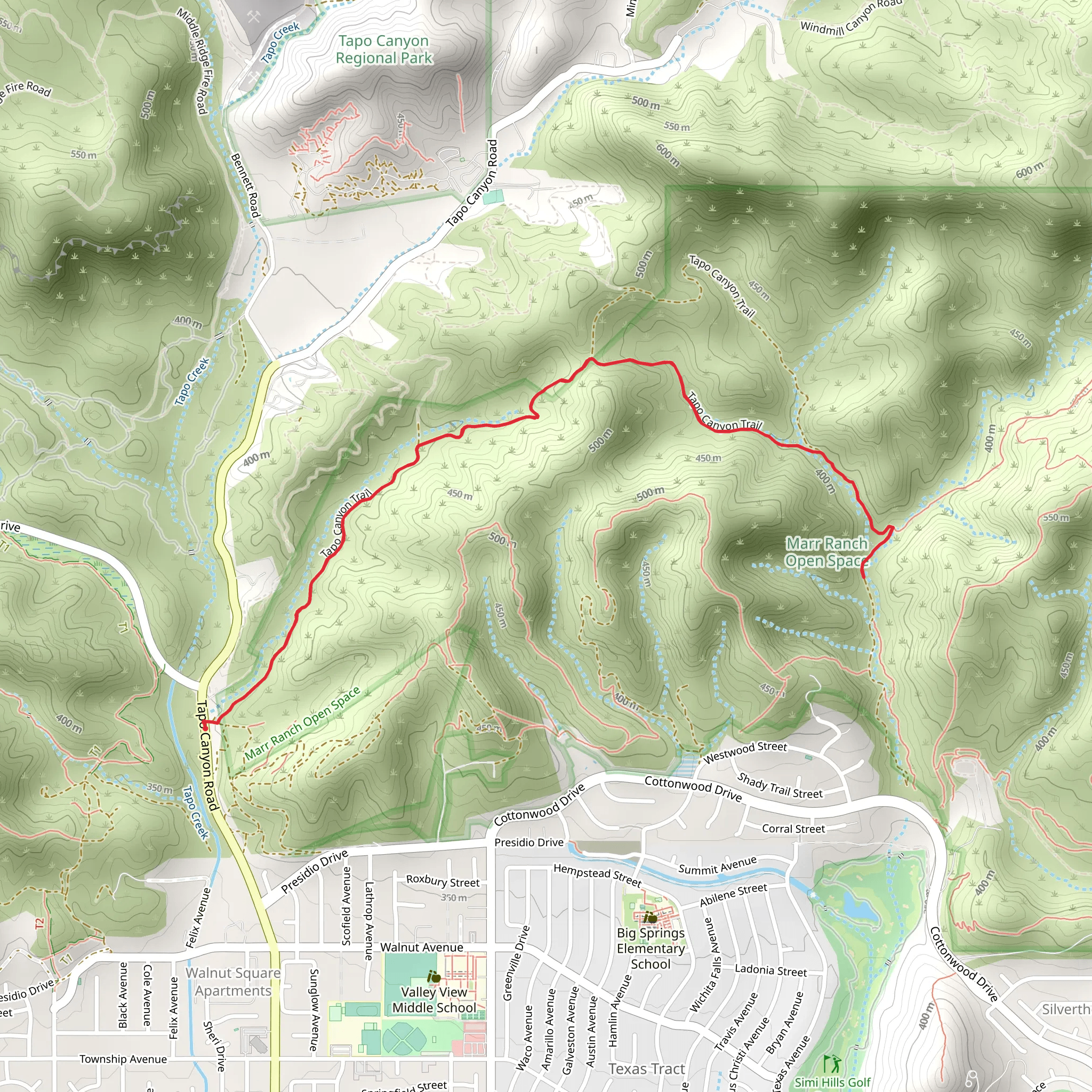 Tapo Canyon and Chivo Canyon Trail mobile static map