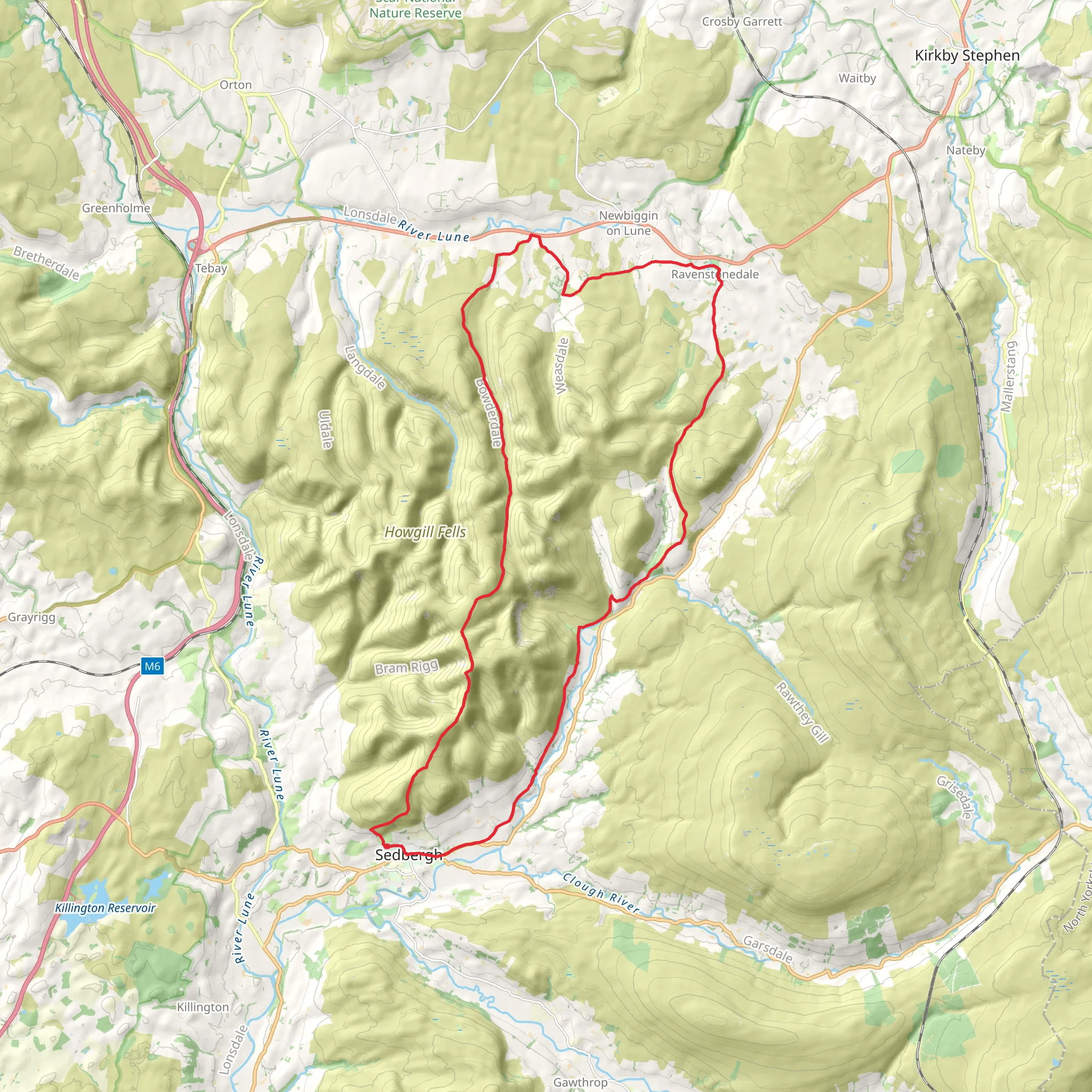 Sedbergh, Murthwaite and Weasdale Loop via Arant Haw mobile static map