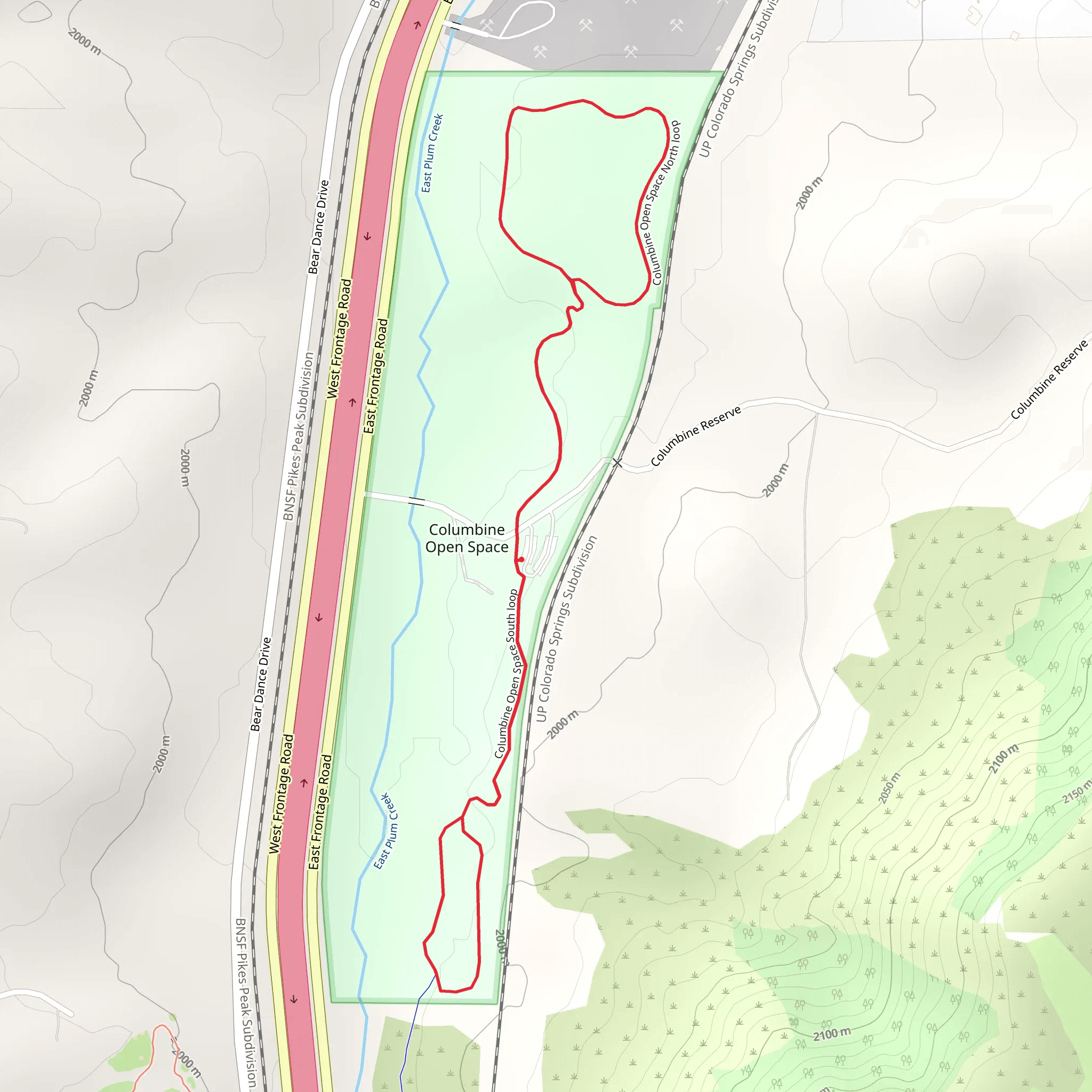 Columbine Open Space South and North Loop mobile static map