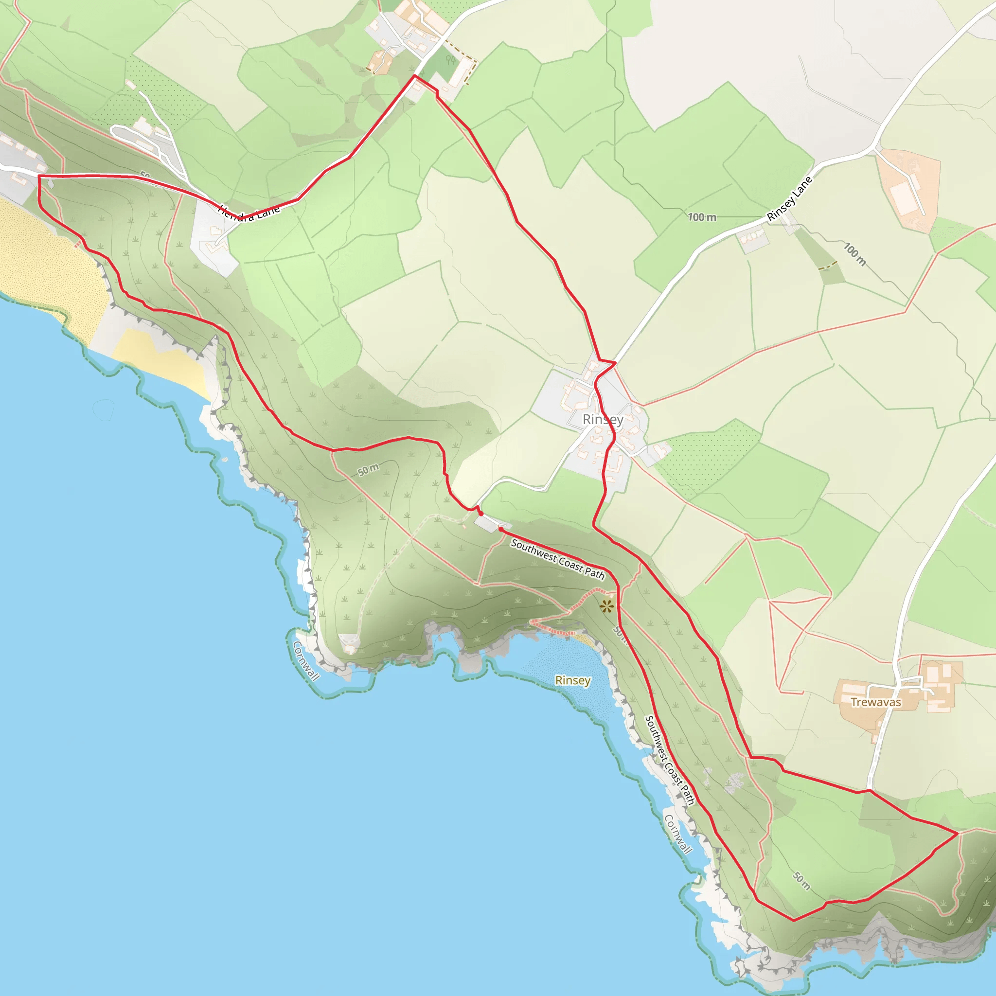 Rinsey Head Circular Walk mobile static map