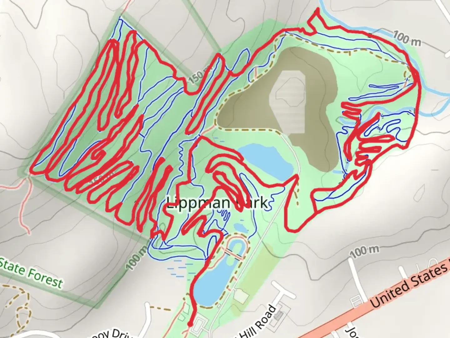 An image depicting the trail Tadpole, Upper Lege, Lower Ledge and Lyon's Gait and its surrounding area.