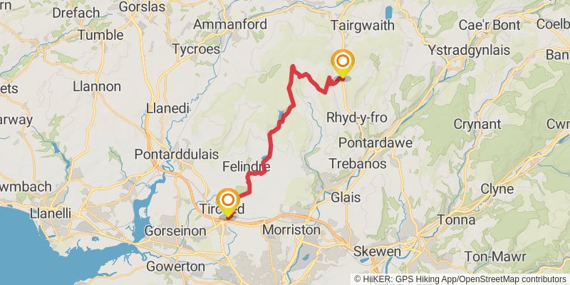 Snowdonia to the Gower Walk stage 19 Map