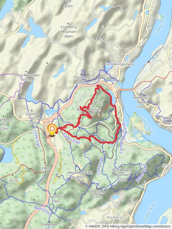 The 1777 East Trail and Bear Mountain Loop via Fawn Trail mobile static map