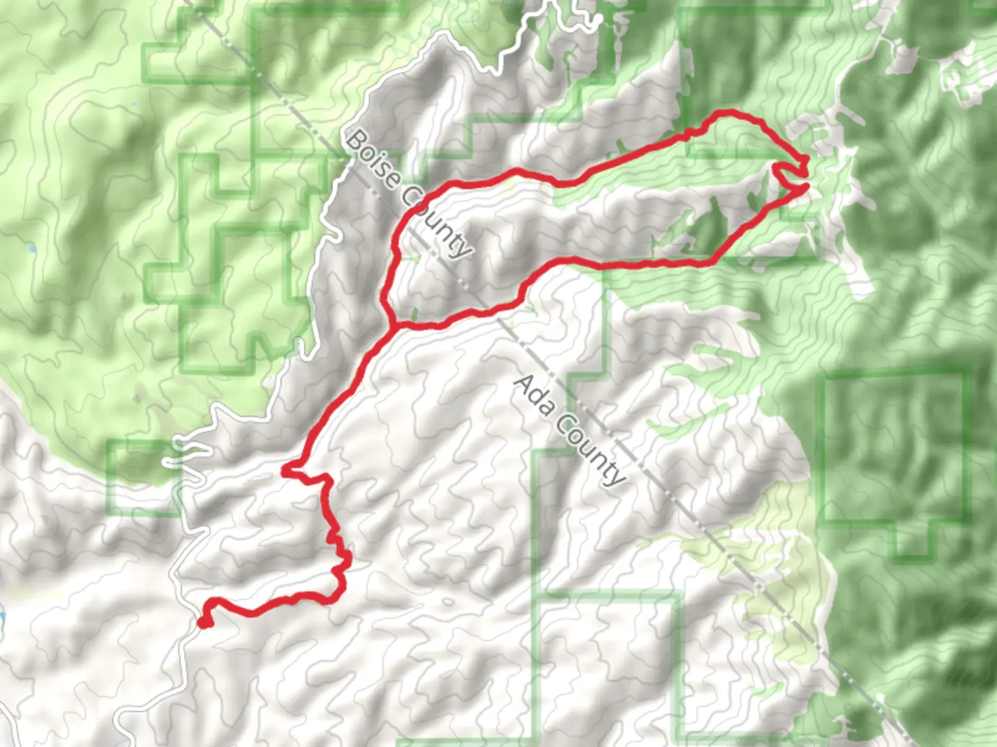 An image depicting the trail Corrals, Shingle Creek and Dry Creek Loop and its surrounding area.