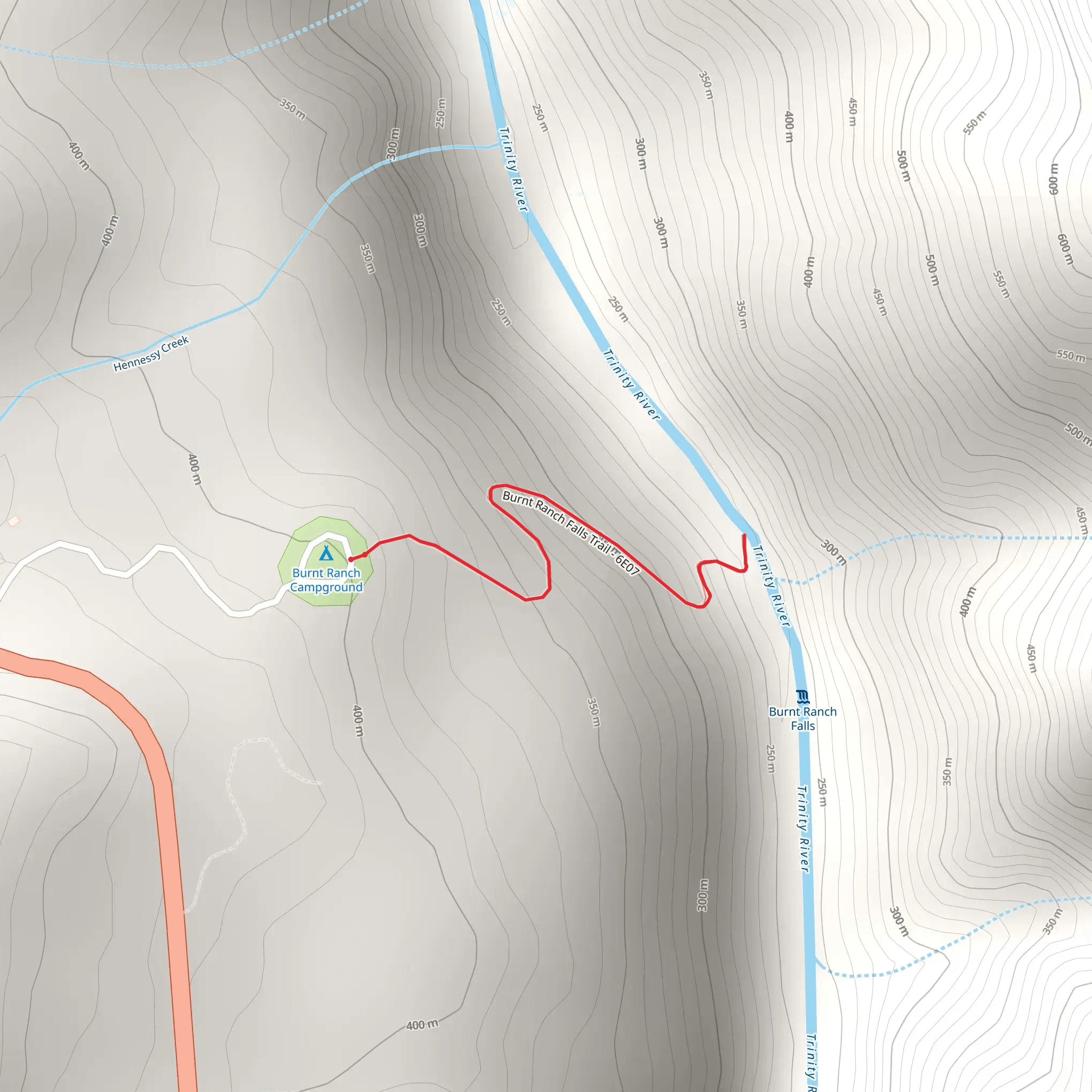 Burnt Ranch Falls Trail mobile static map